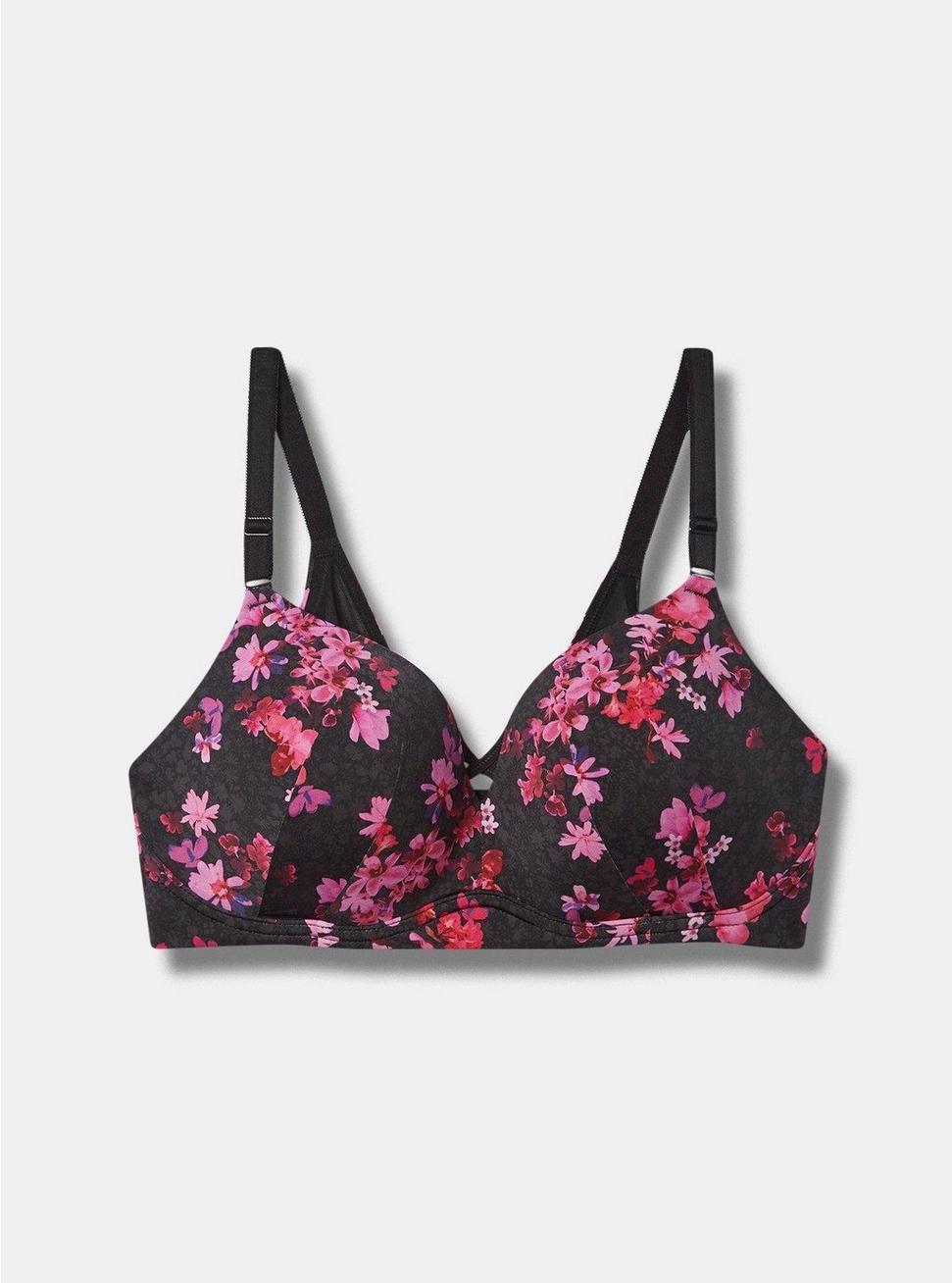 Wire-Free Push-Up Print 360° Back Smoothing® Bra , MOODY FLORAL RICH BLACK, hi-res