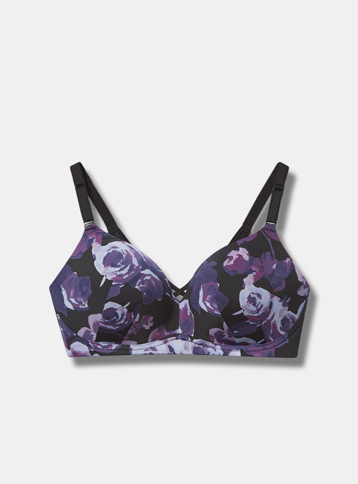 NWT Torrid 44B PUSH-UP WIREFREE BRA - FLORAL SKULL BLACK WITH 360 BACK  SMOOTHING