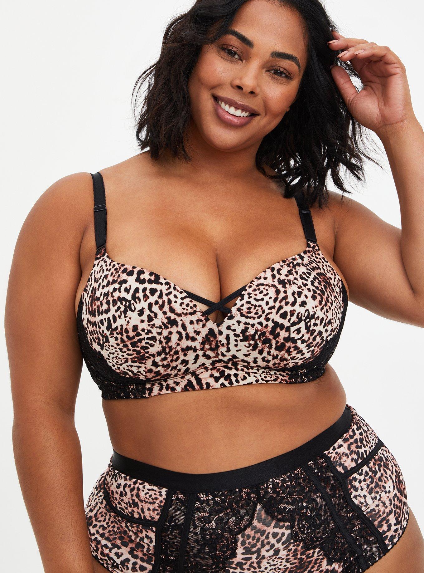 Women Leopard Print Bra Set Wireless Push Up Underwire and Panties