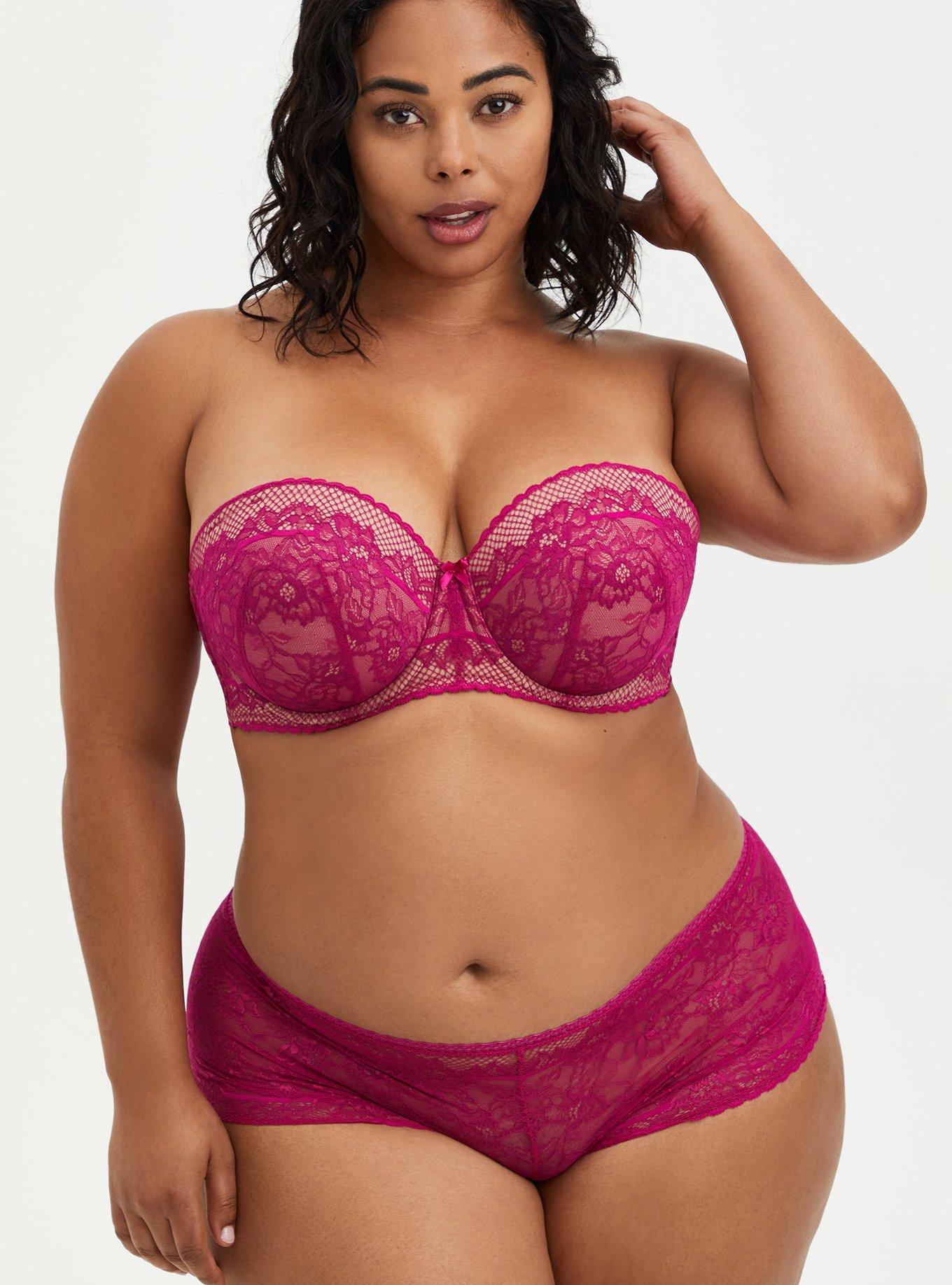 Torrid Curves Blush Pink Lace Strapless Underwire Bra 44B Size