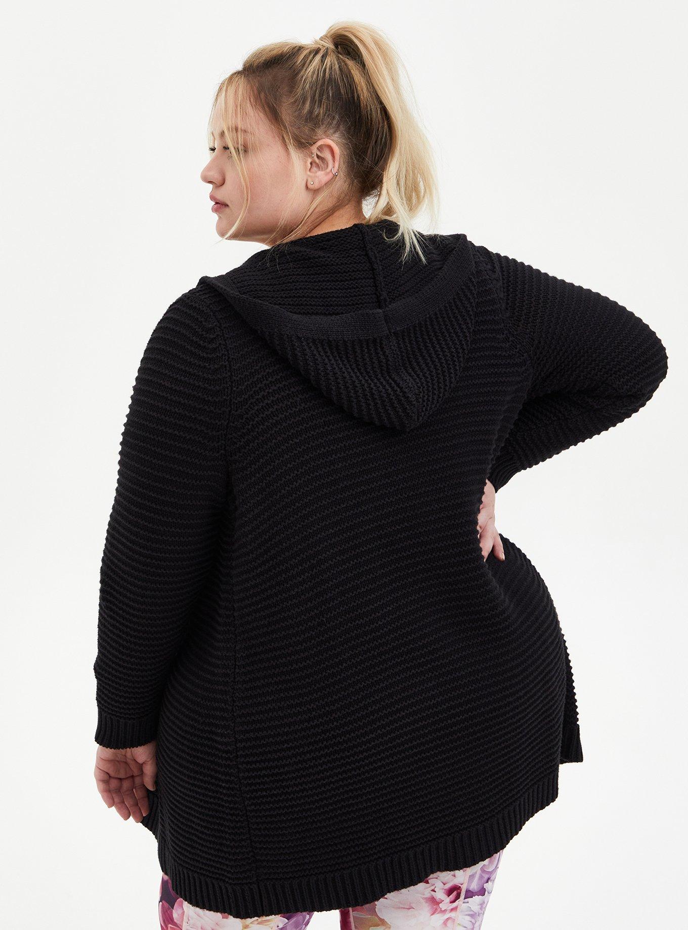 Plus Size Black Sleep Cardigan, DEEP BLACK, alternate
