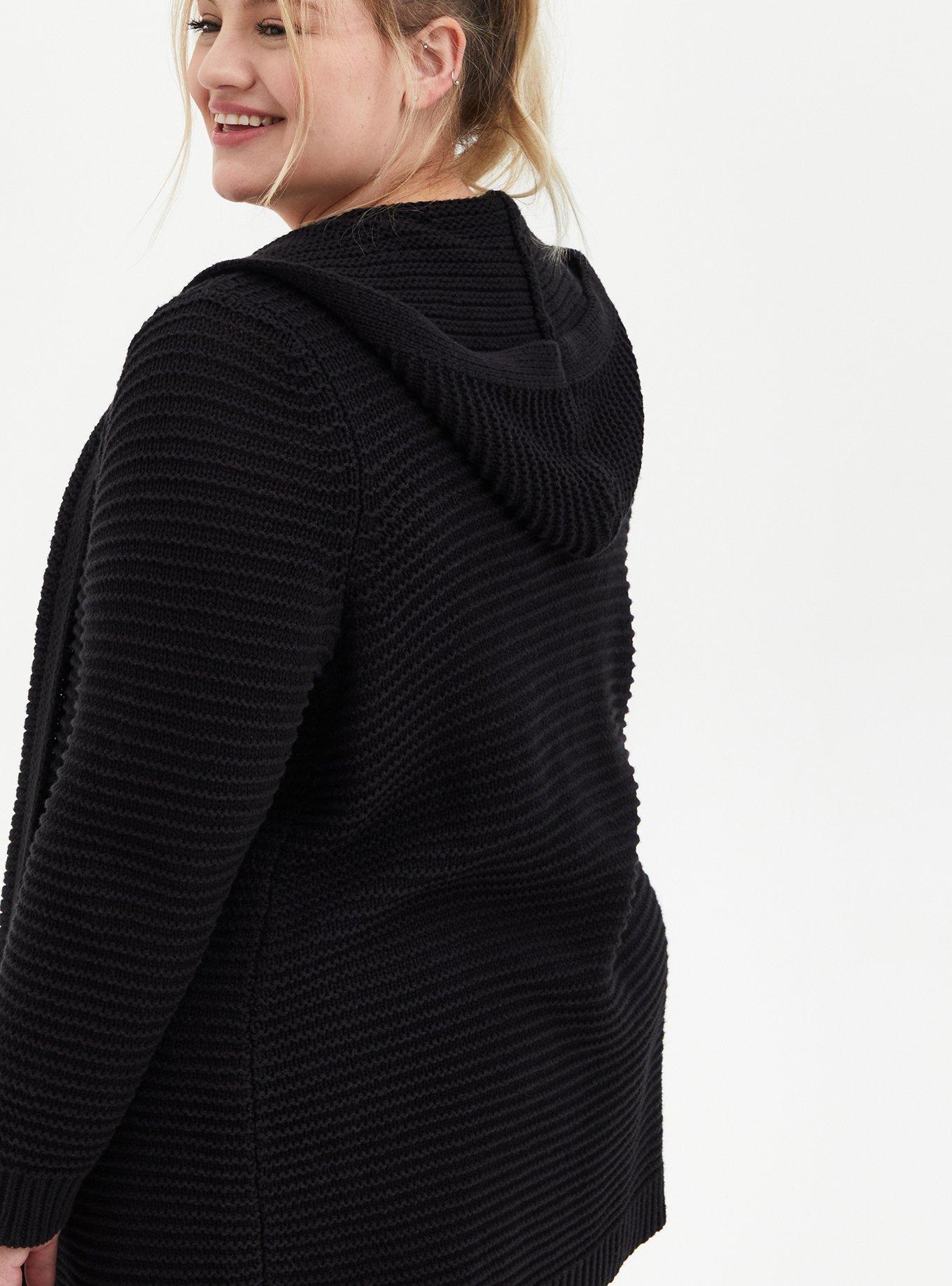 Plus Size Black Sleep Cardigan, DEEP BLACK, alternate