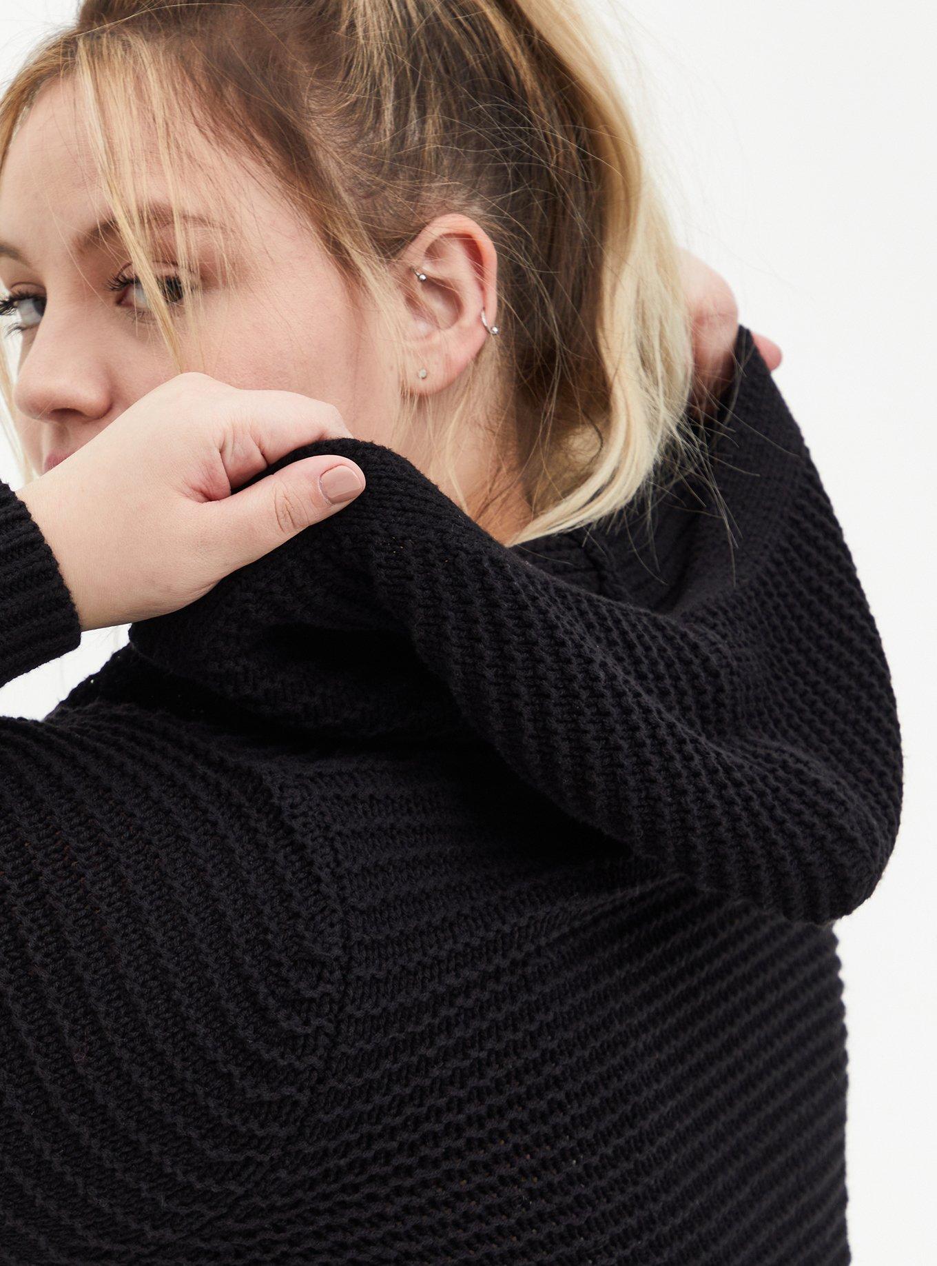 Plus Size Black Sleep Cardigan, DEEP BLACK, alternate