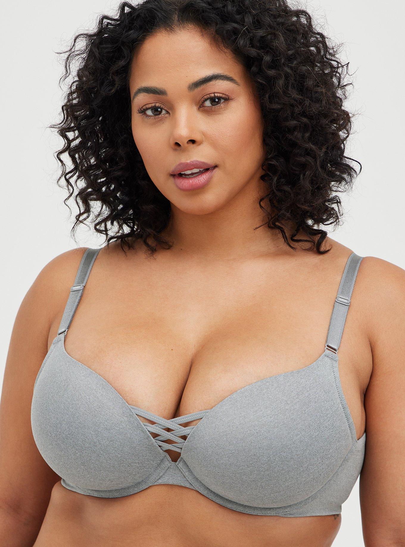 TORRID PUSH-UP WIRE-FREE BRA - GREY WITH 360° BACK SMOOTHING size 42 DDD