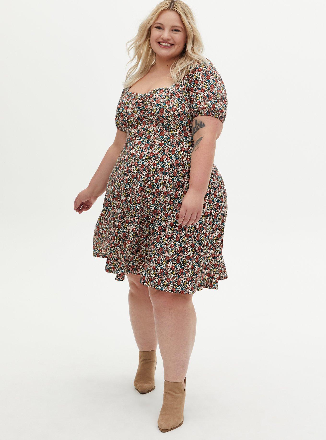 Plus Size - Mini Textured Knit Skater Dress - Torrid