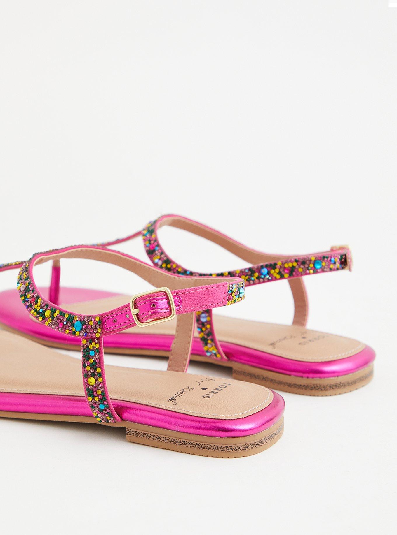 Betsey Johnson Magenta Rainbow T-Strap Sandal (WW), MAROON, alternate