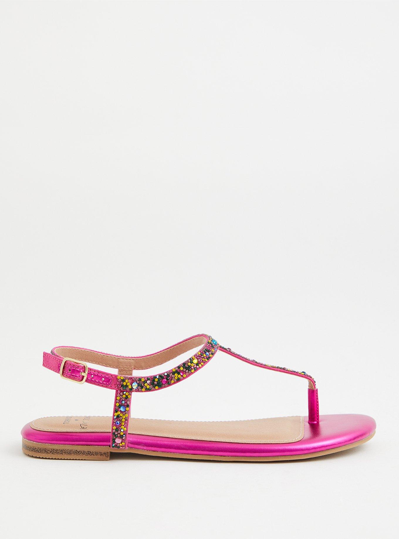 Betsey Johnson Magenta Rainbow T-Strap Sandal (WW), MAROON, alternate