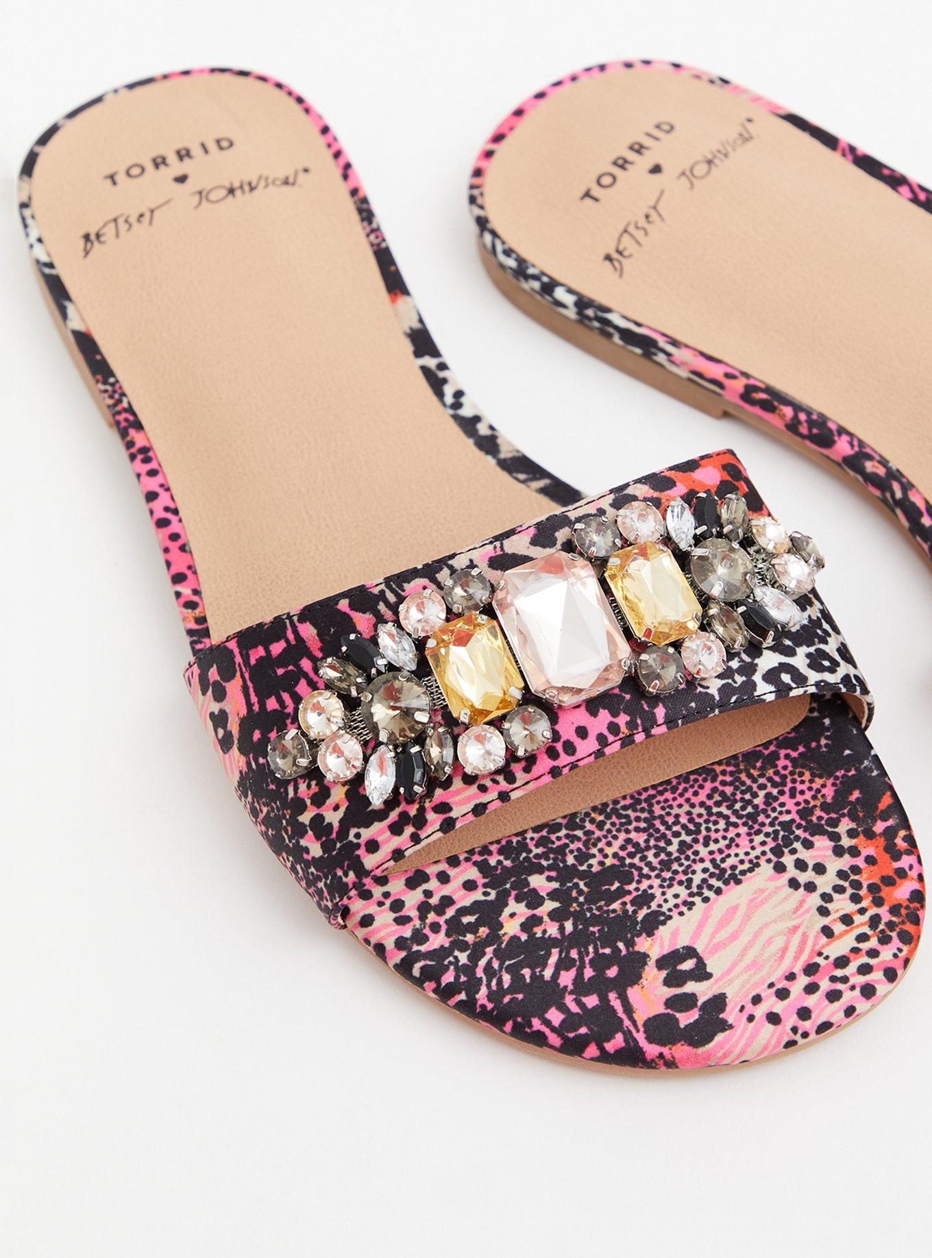 Jewel embellished clearance slide sandals