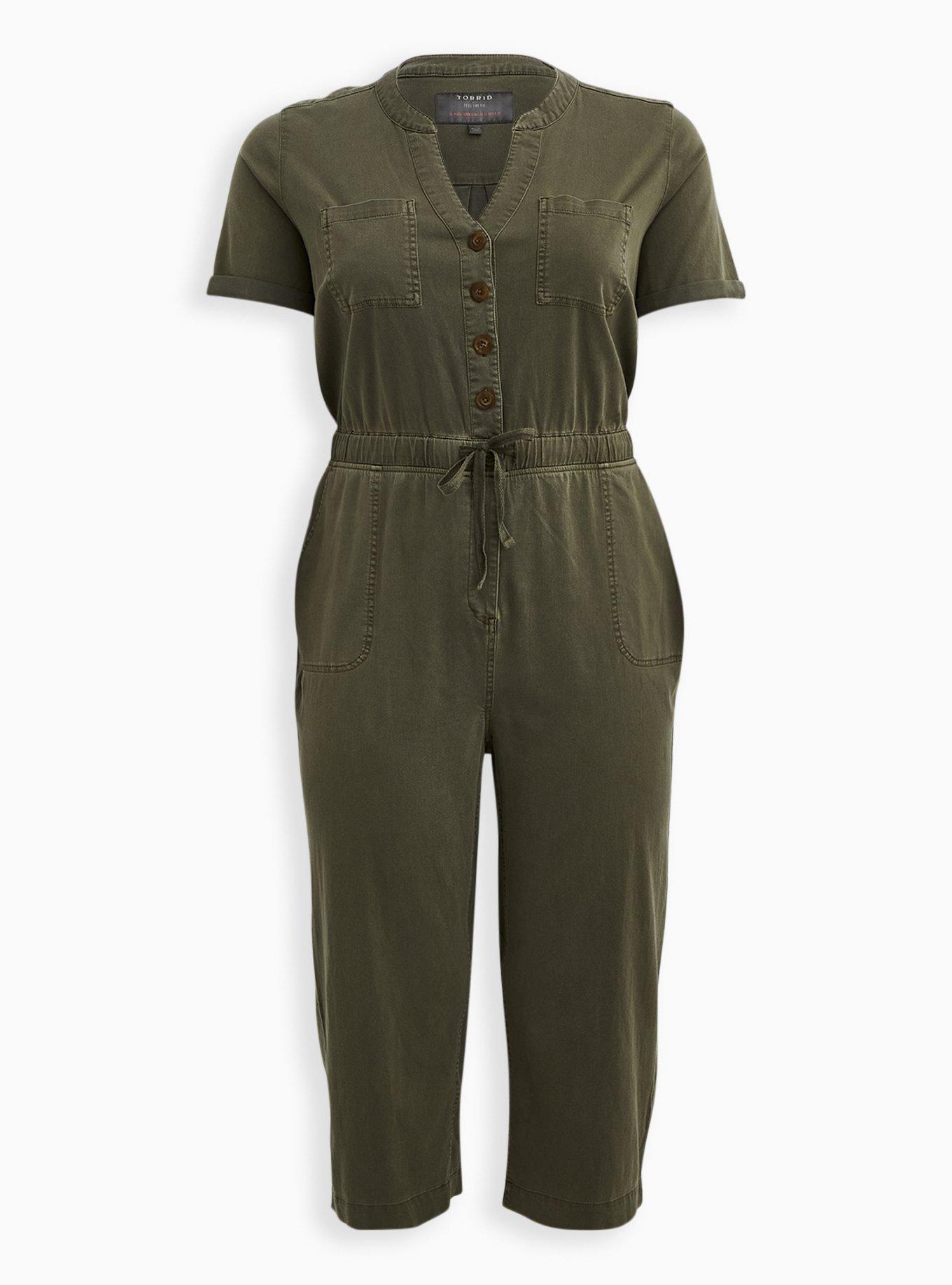 Final Sale Plus Size Long Sleeve BodySuit/Jumpsuit in Olive Green – Chic  And Curvy