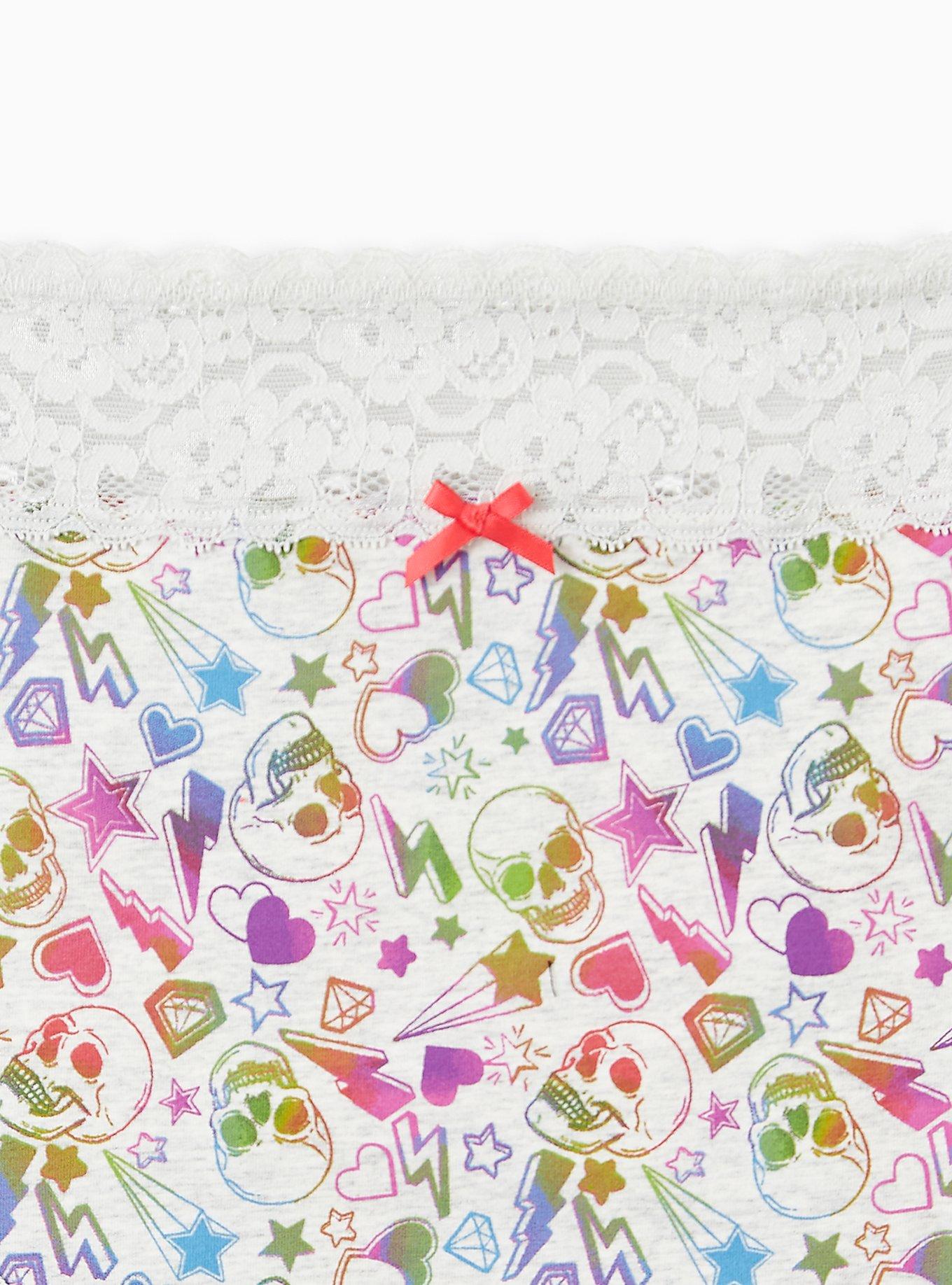 Plus Size Cotton High-Rise Cheeky Heather Lace Trim Panty, WILD SKULL GREY, alternate