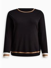 Everyday Fleece Long Sleeve Active Sweatshirt, BLACK STRIPE, hi-res
