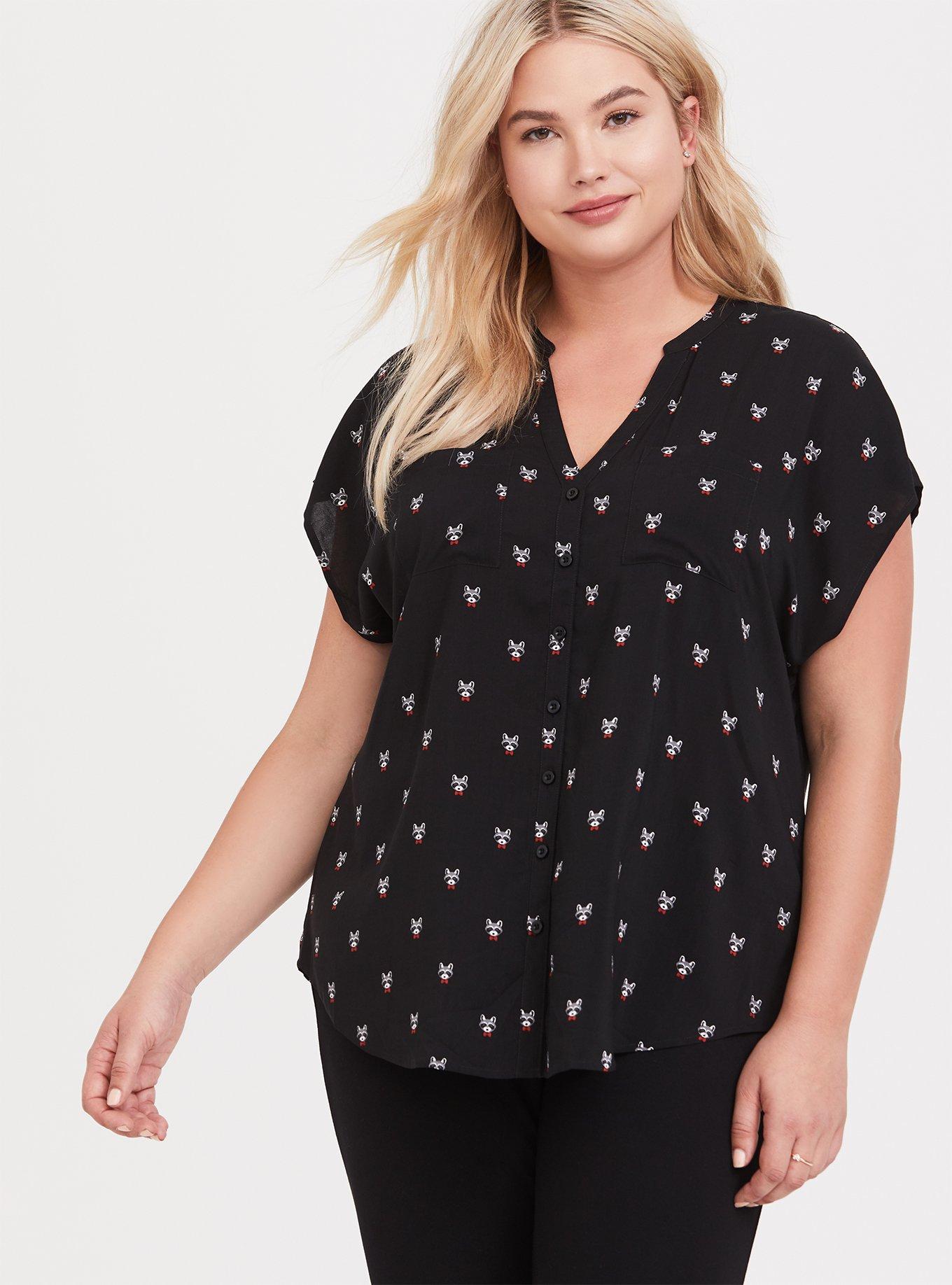 Plus Size - Challis Button-Front Dolman Sleeve Top - Torrid