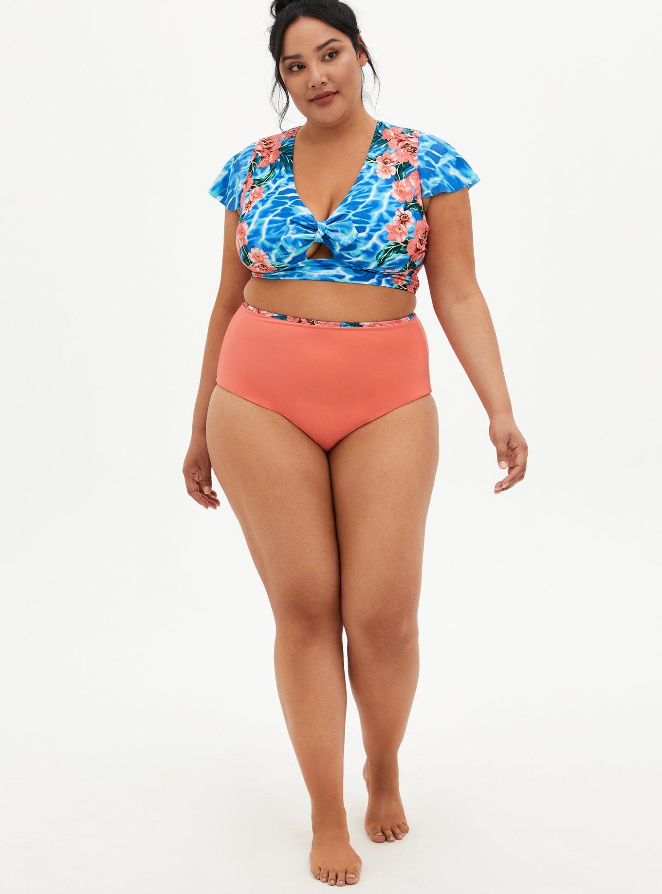 Plus Size High-Rise Reversible Swim Bottom, WATER FLORAL, alternate
