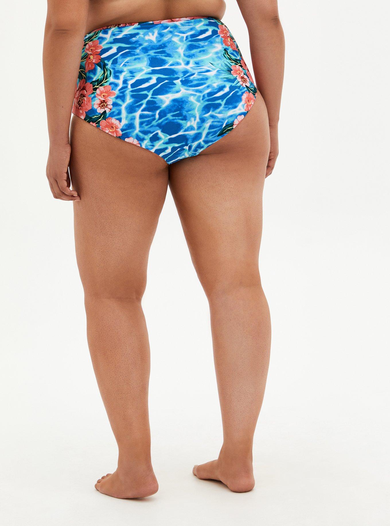 Plus Size High-Rise Reversible Swim Bottom, WATER FLORAL, alternate
