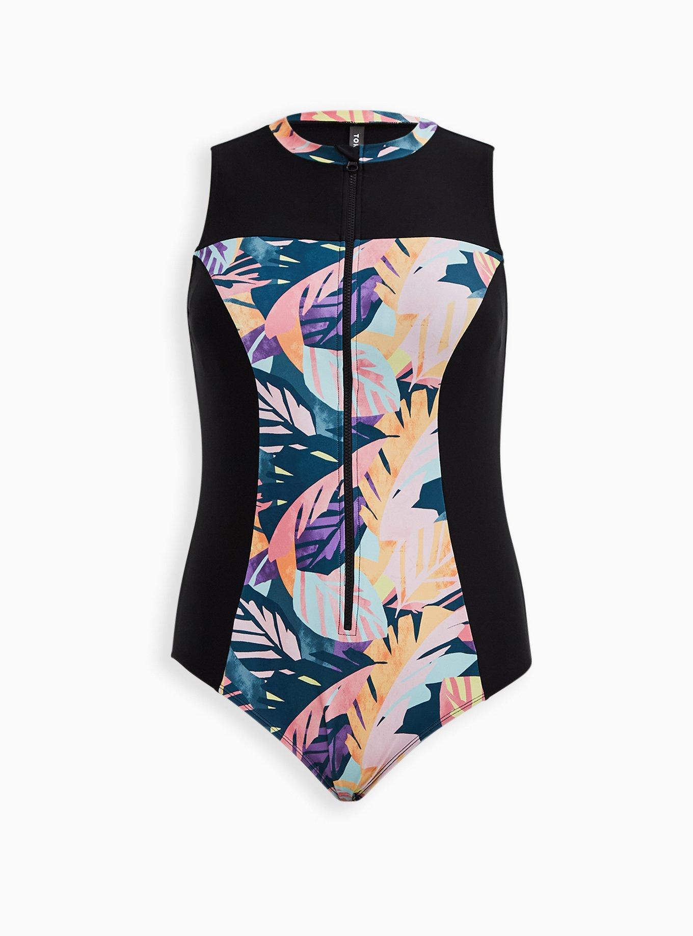 SIGNATURE SWIM ZIP FRONT SLEEVELESS ONE PIECE