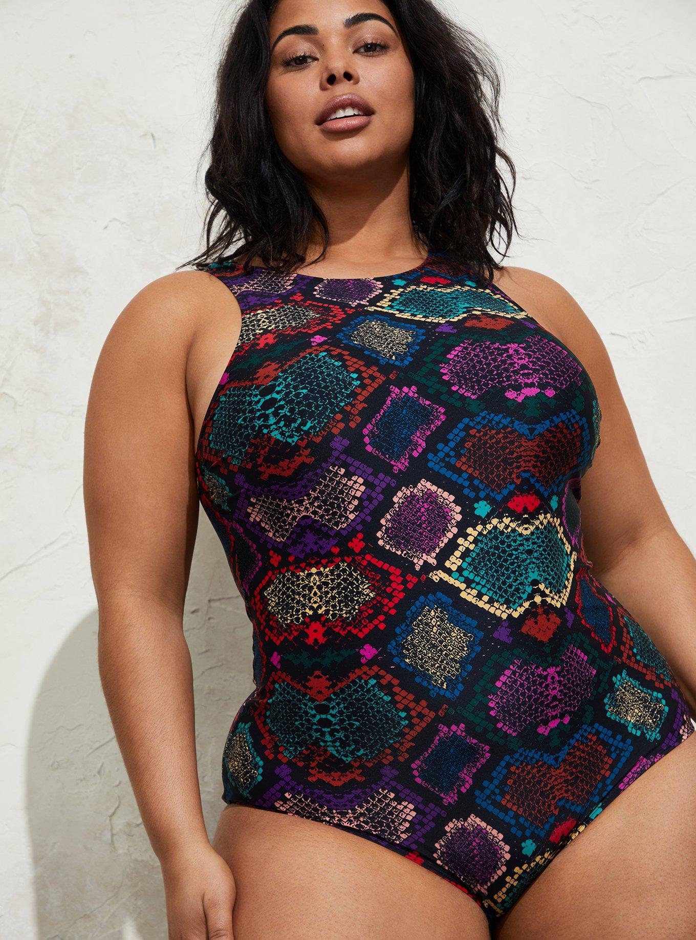 Mesh swimsuit plus size on sale