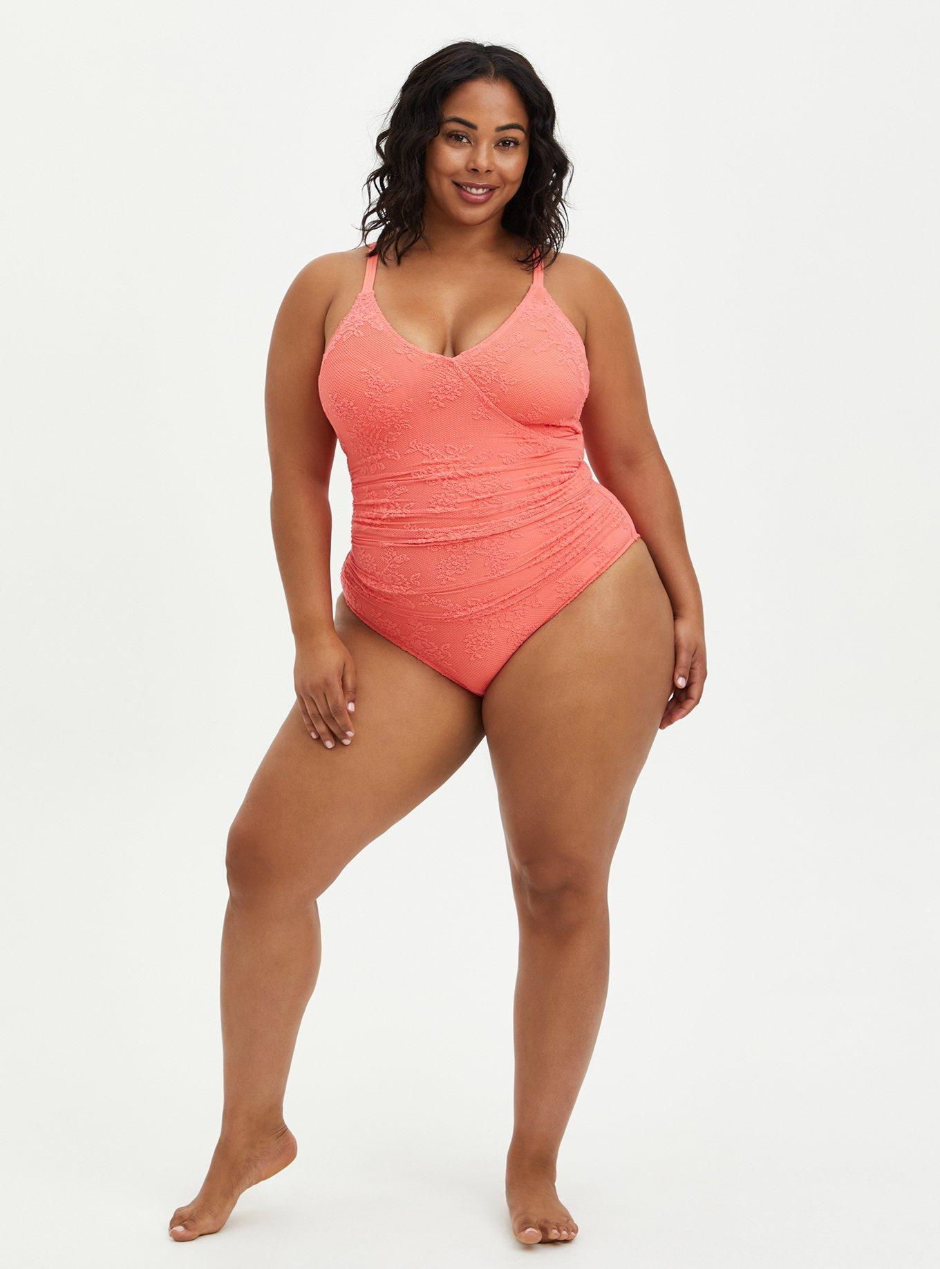 Orange Wash Retro Bars Women's One-Piece Swimsuit - Built in Bra - Area F  Island Clothing