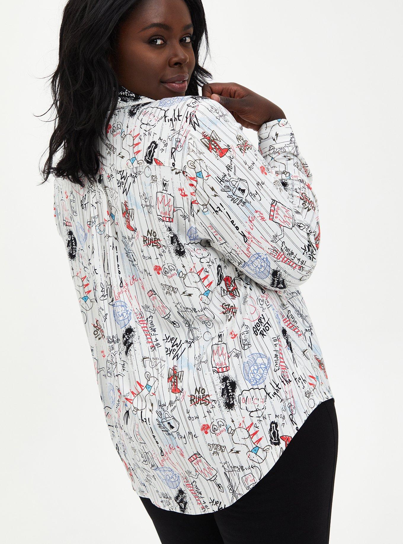 Disney Cruella Doodle Button Down Necktie Blouse , MULTI, alternate