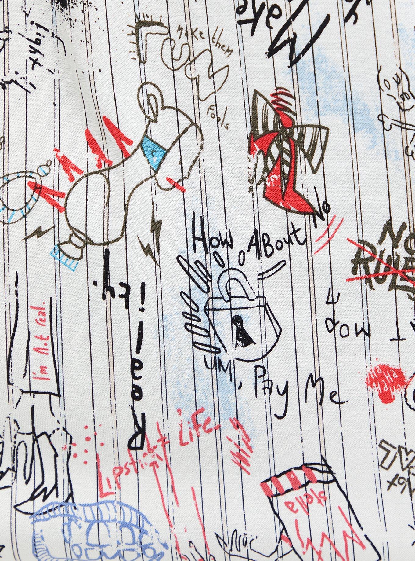 Disney Cruella Doodle Button Down Necktie Blouse , MULTI, alternate