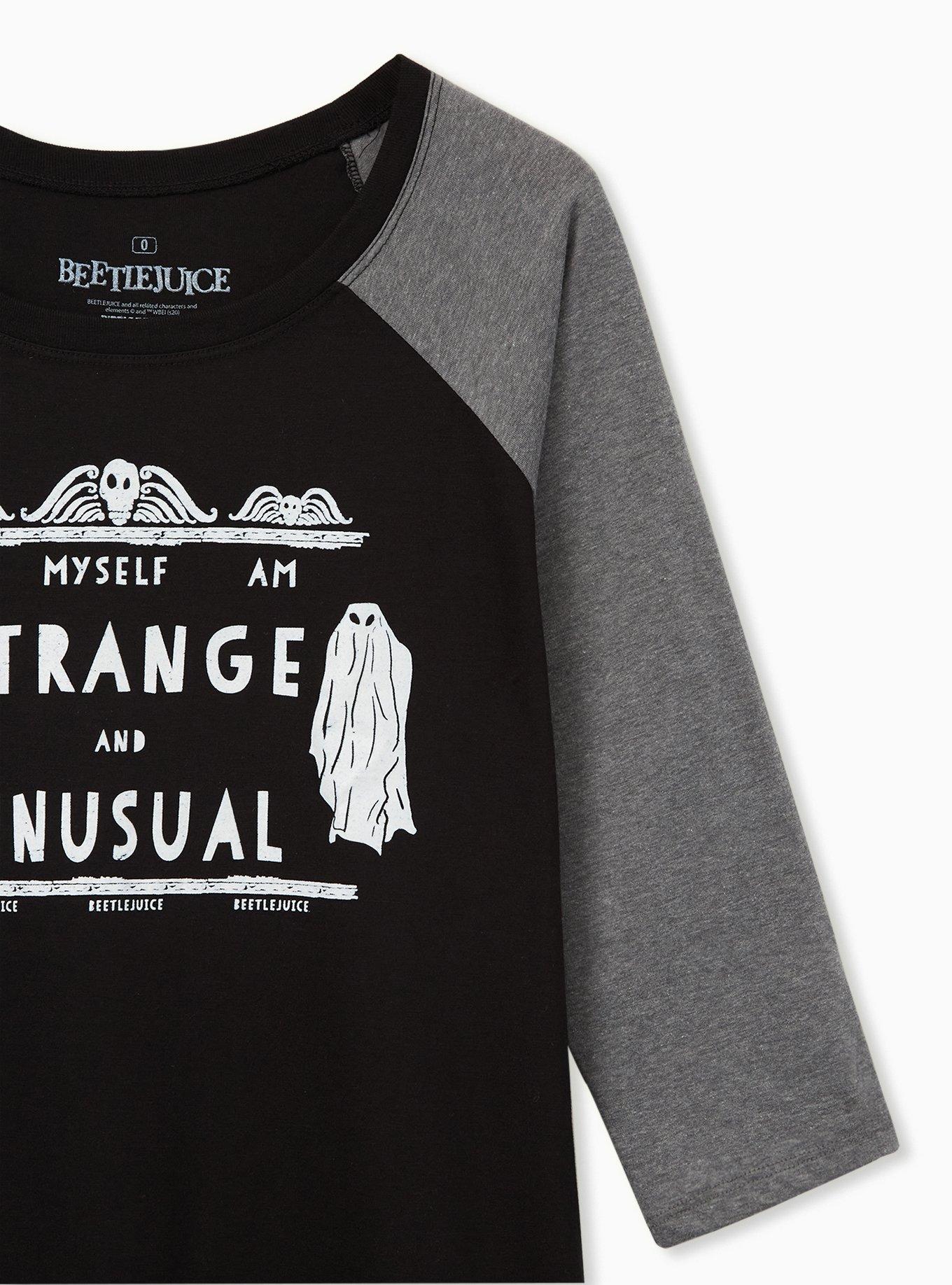 Plus Size Beetle Juice Strange & Unusual Classic Fit Raglan Tee - Black, DEEP BLACK, alternate