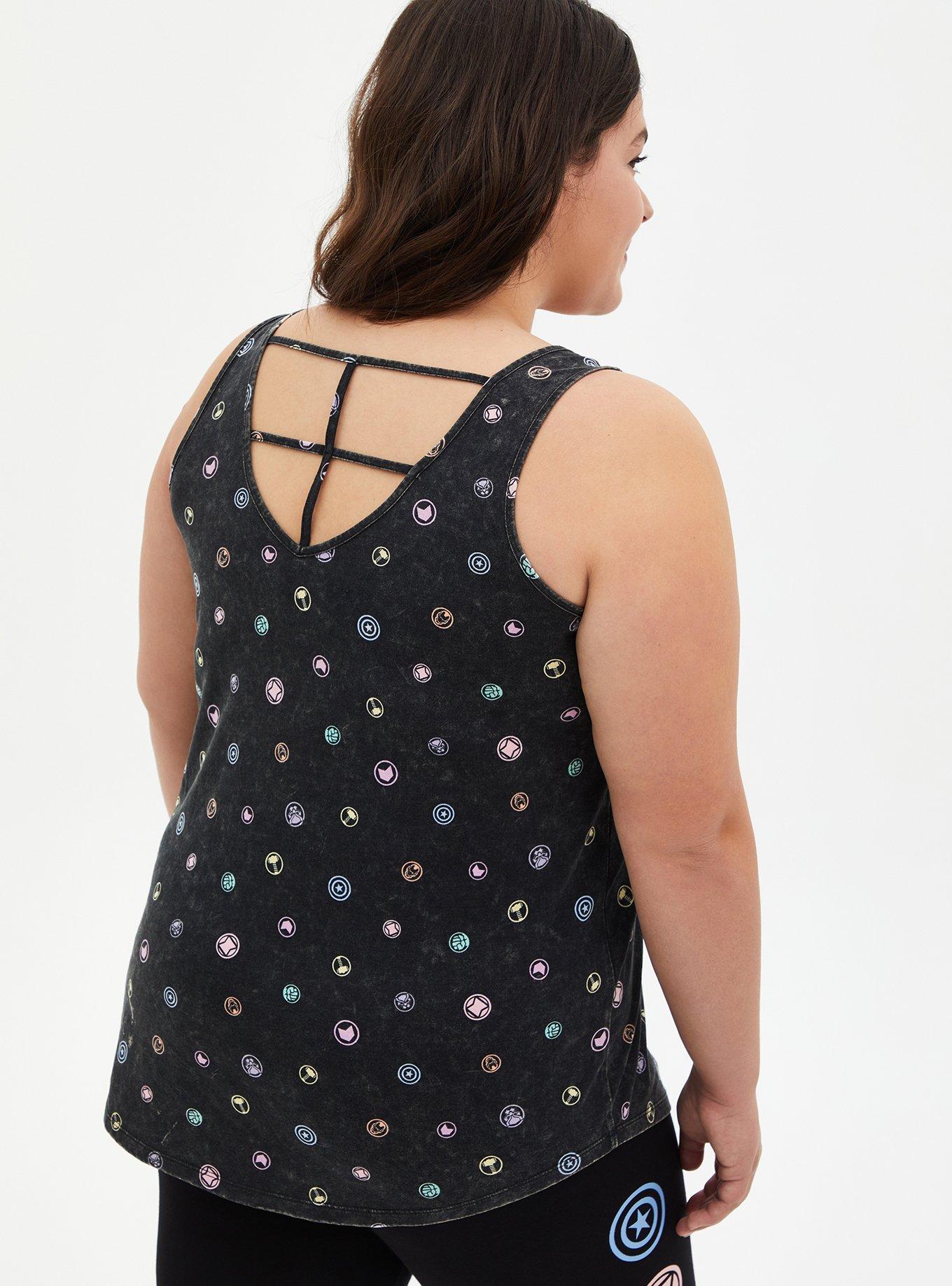 Plus Size Marvel Avengers Mineral Wash Strappy Black Tank, BLACK, alternate
