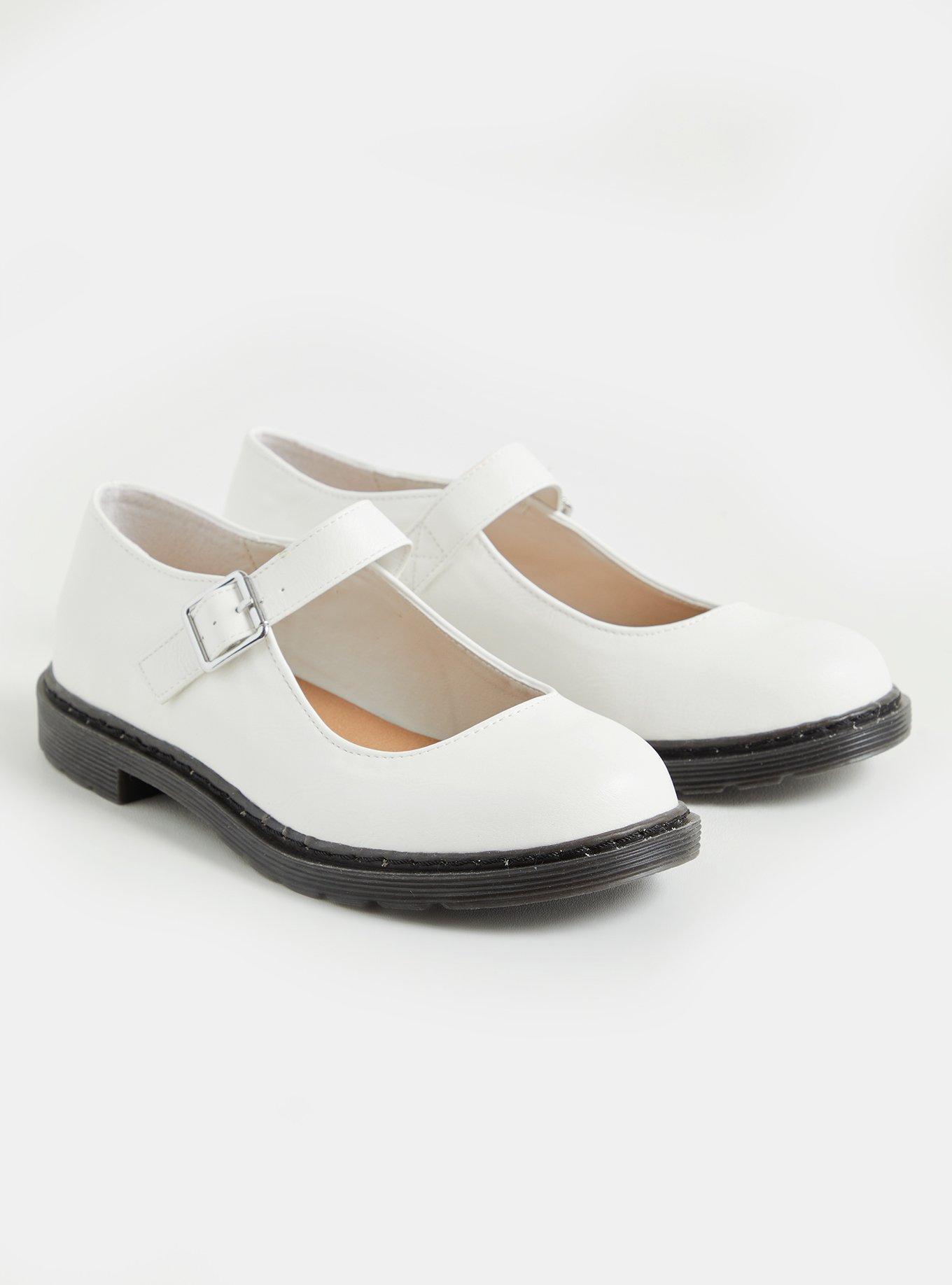 Plus Size White Faux Leather Mary Jane Flat WW Torrid