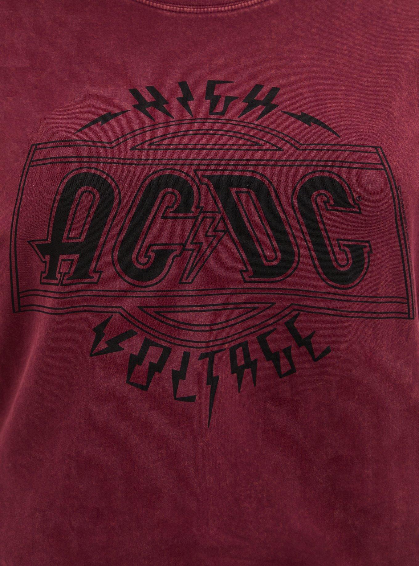 Plus Size Classic Fit Tunic Tee - AC/DC Mineral Wash Burgundy Red, RED, alternate