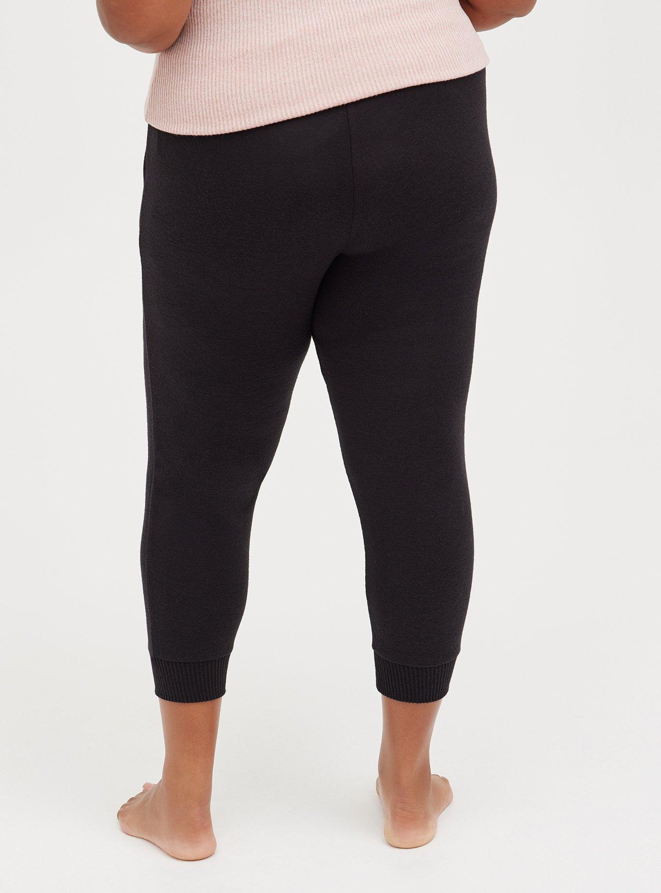 Plus Size Super Soft Plush Crop Lounge Jogger, DEEP BLACK, alternate