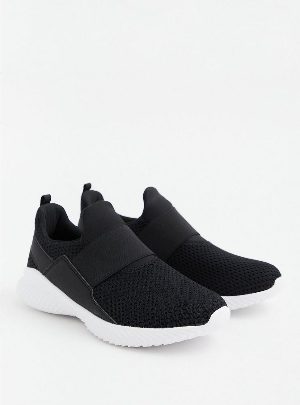Plus Size Elastic Strap Slip-On Sneaker (WW), BLACK, hi-res