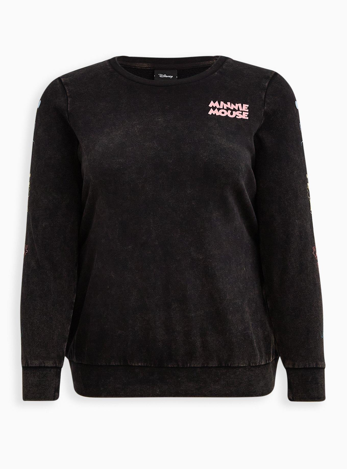 Plus Size - Disney Minnie Mouse Black Mineral Wash Fleece Sweatshirt ...