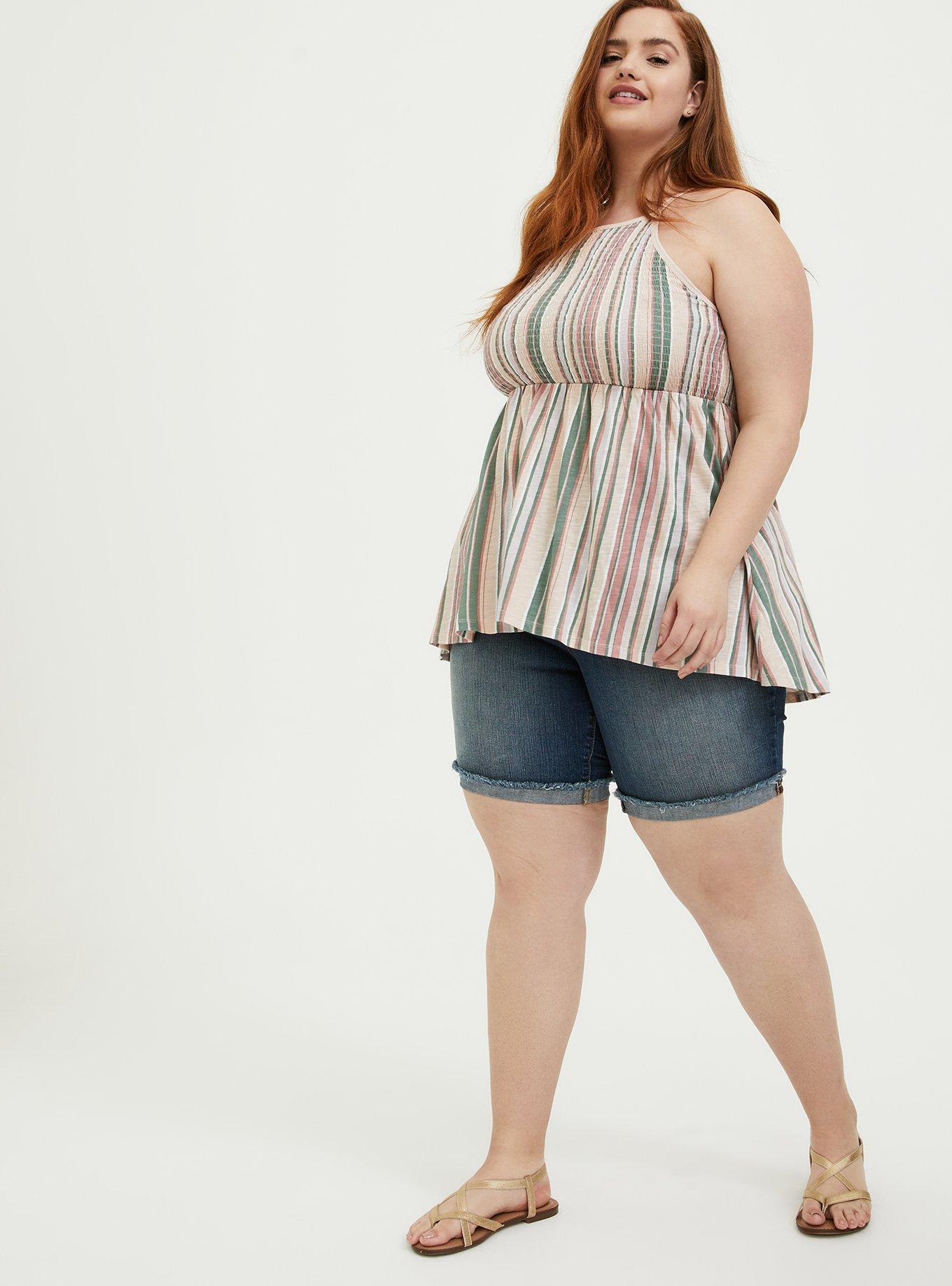 Plus Size - Super Soft Smocked High Neck Babydoll Top - Torrid