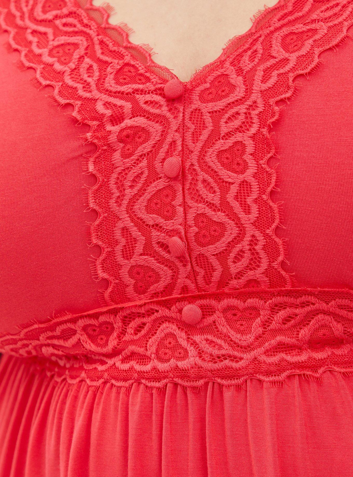 Babydoll Super Soft Lace Trim Button-Front Top