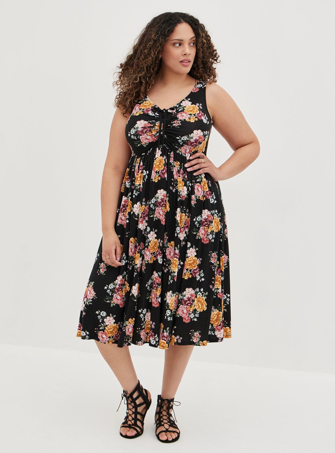 Plus Size - Midi Super Soft Shirred Skater Dress - Torrid