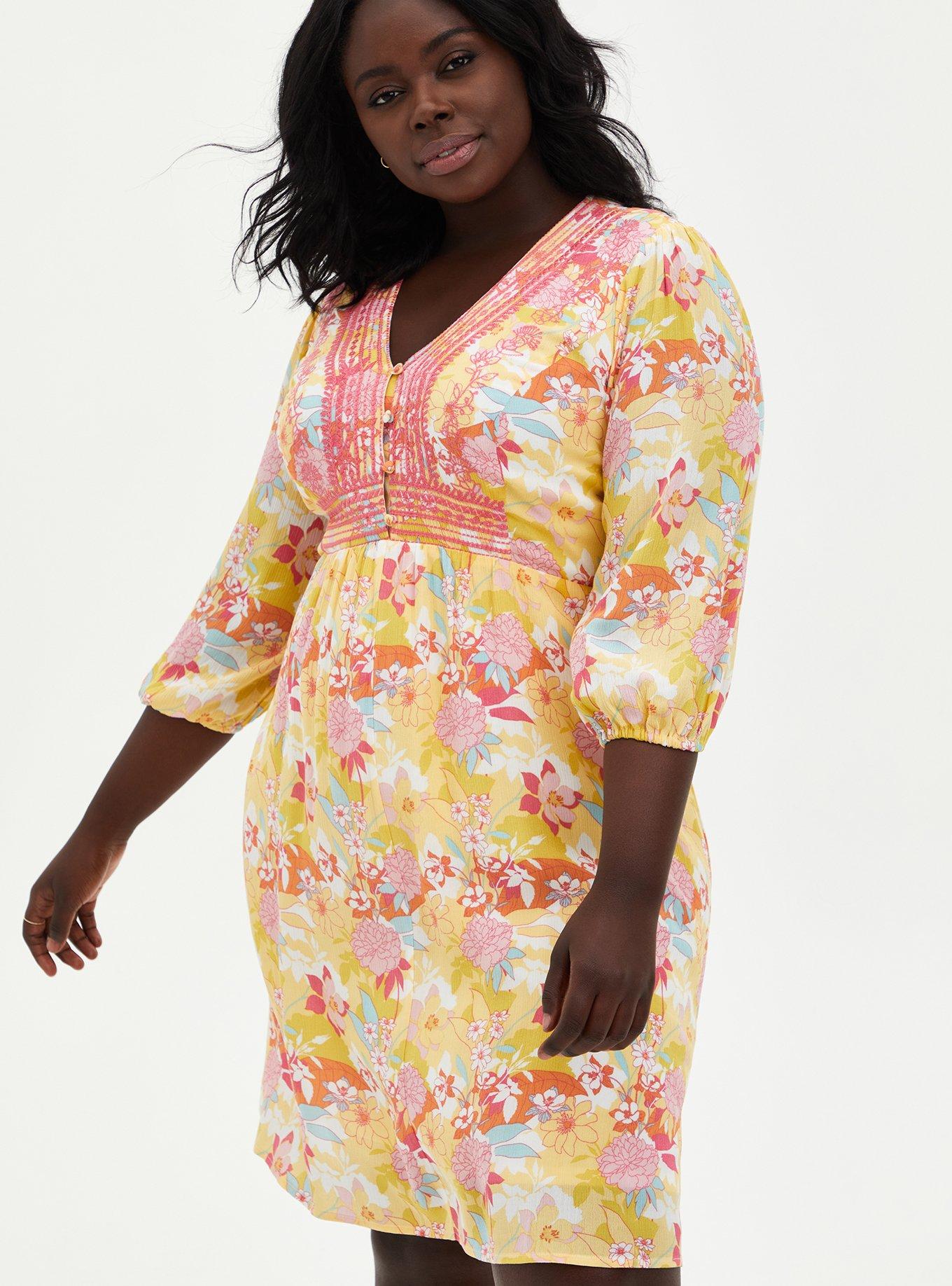 Peach floral wrap on sale dress