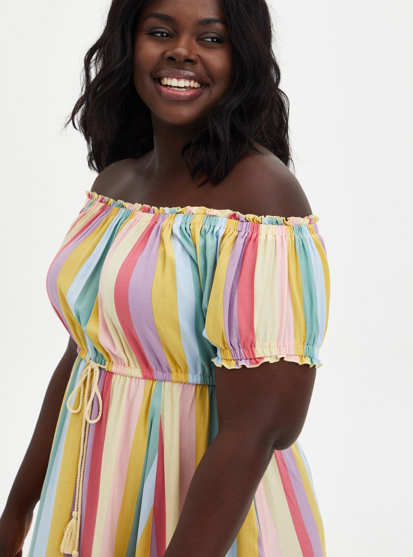 Rainbow off the shoulder hot sale dress