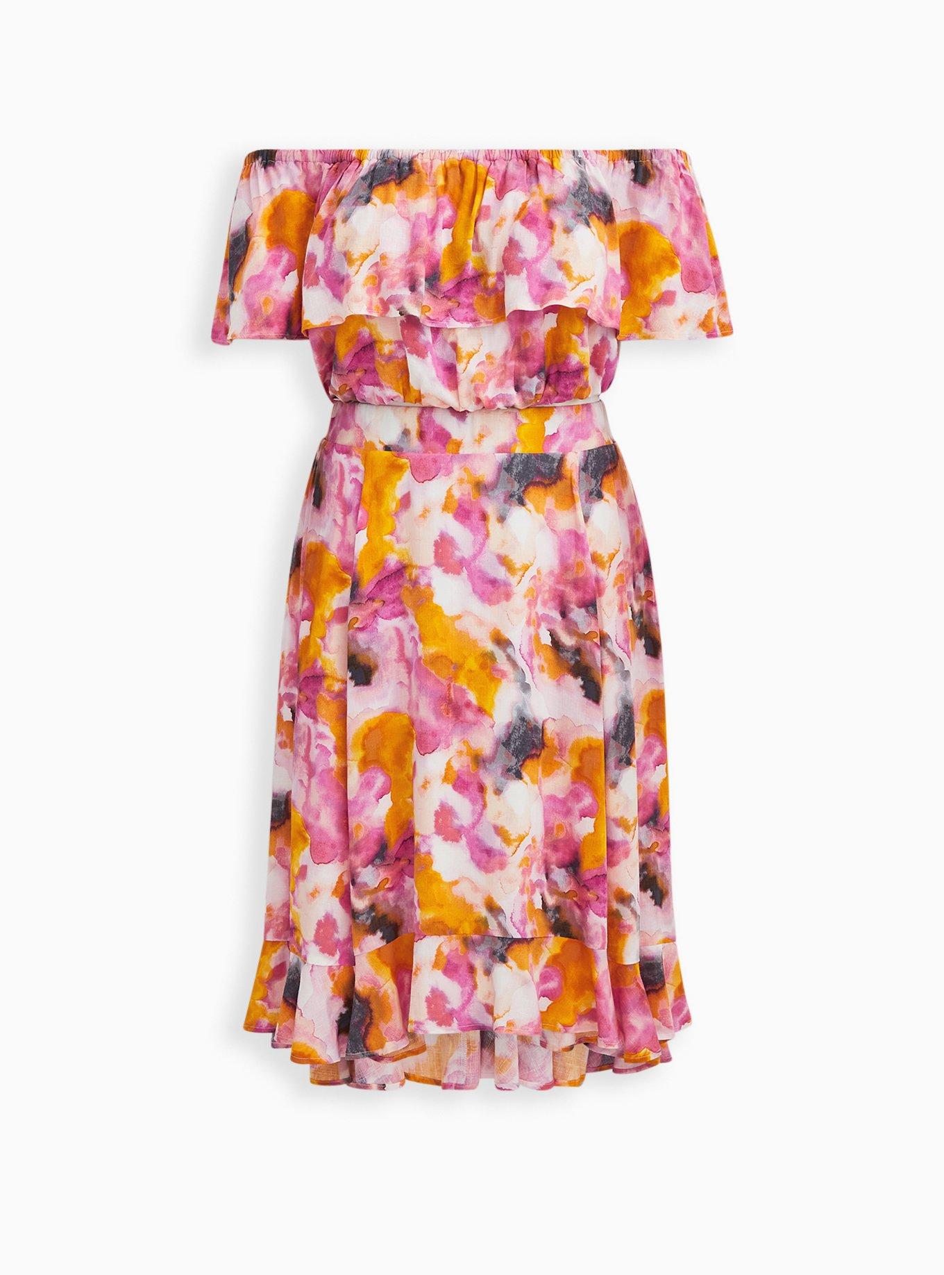 Multi Watercolor Tie-Dye Off Shoulder Skirt Set, TIE DYE, hi-res