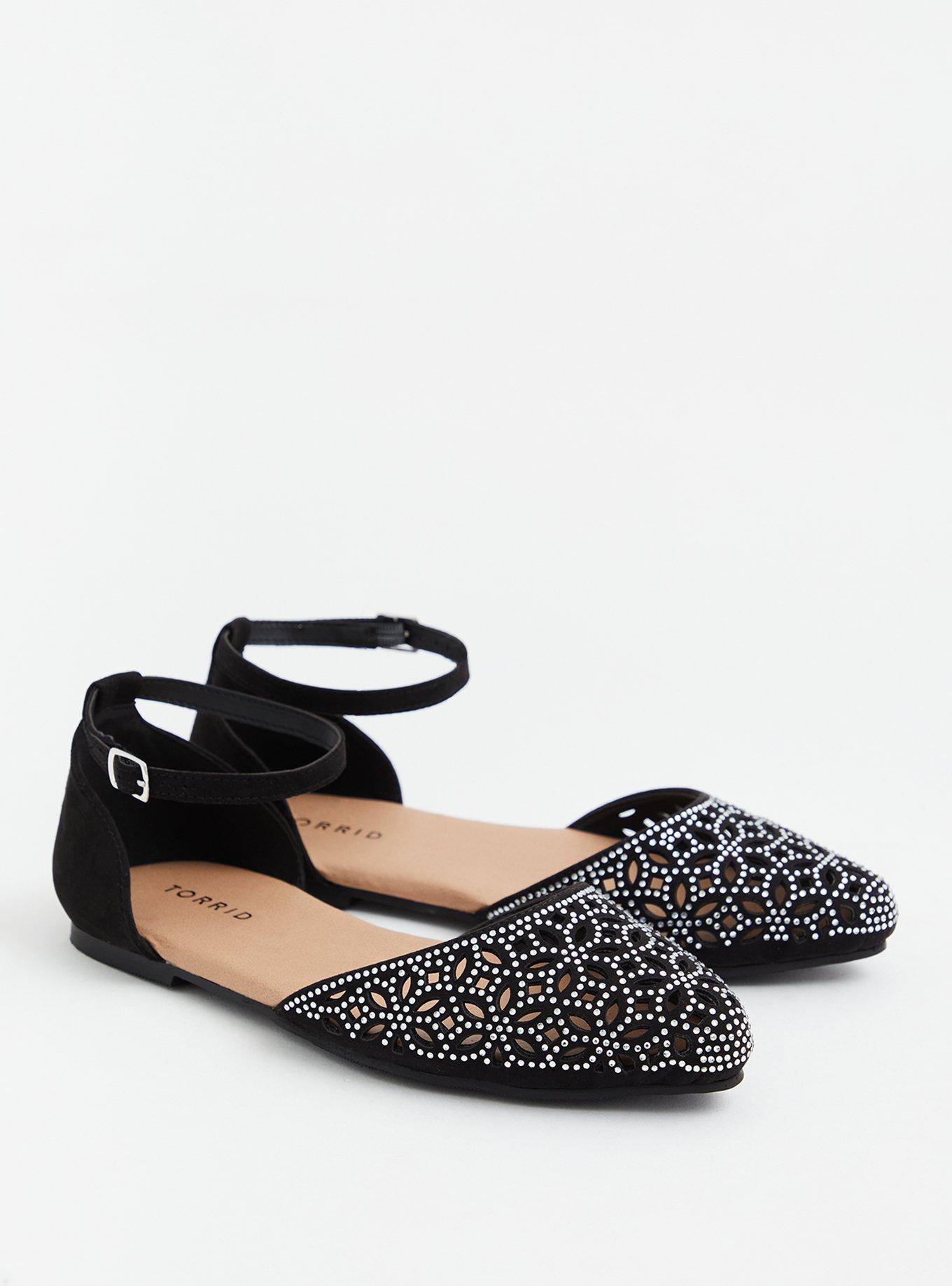 Embellished D'Orsay Flat (WW), BLACK, alternate