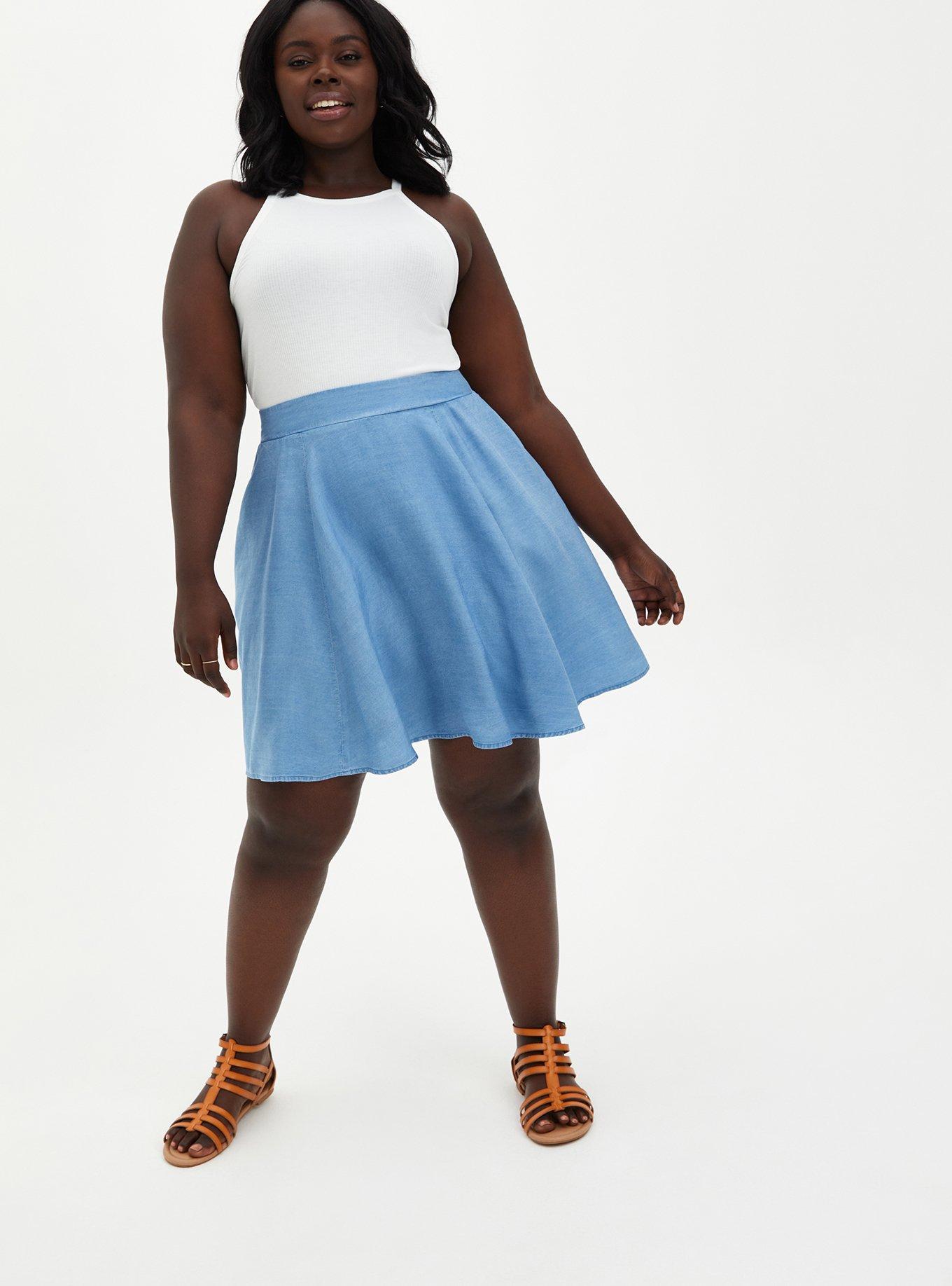 Plus Size - Mini Chambray Skater Skirt - Torrid