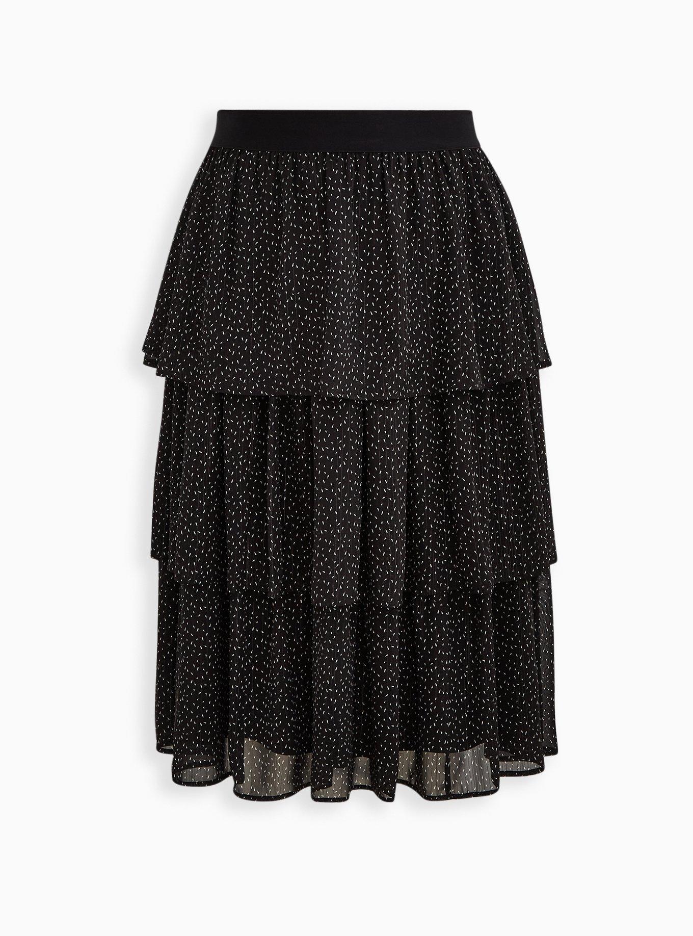 Plus Size - Black Chiffon Tiered Midi Skirt - Torrid
