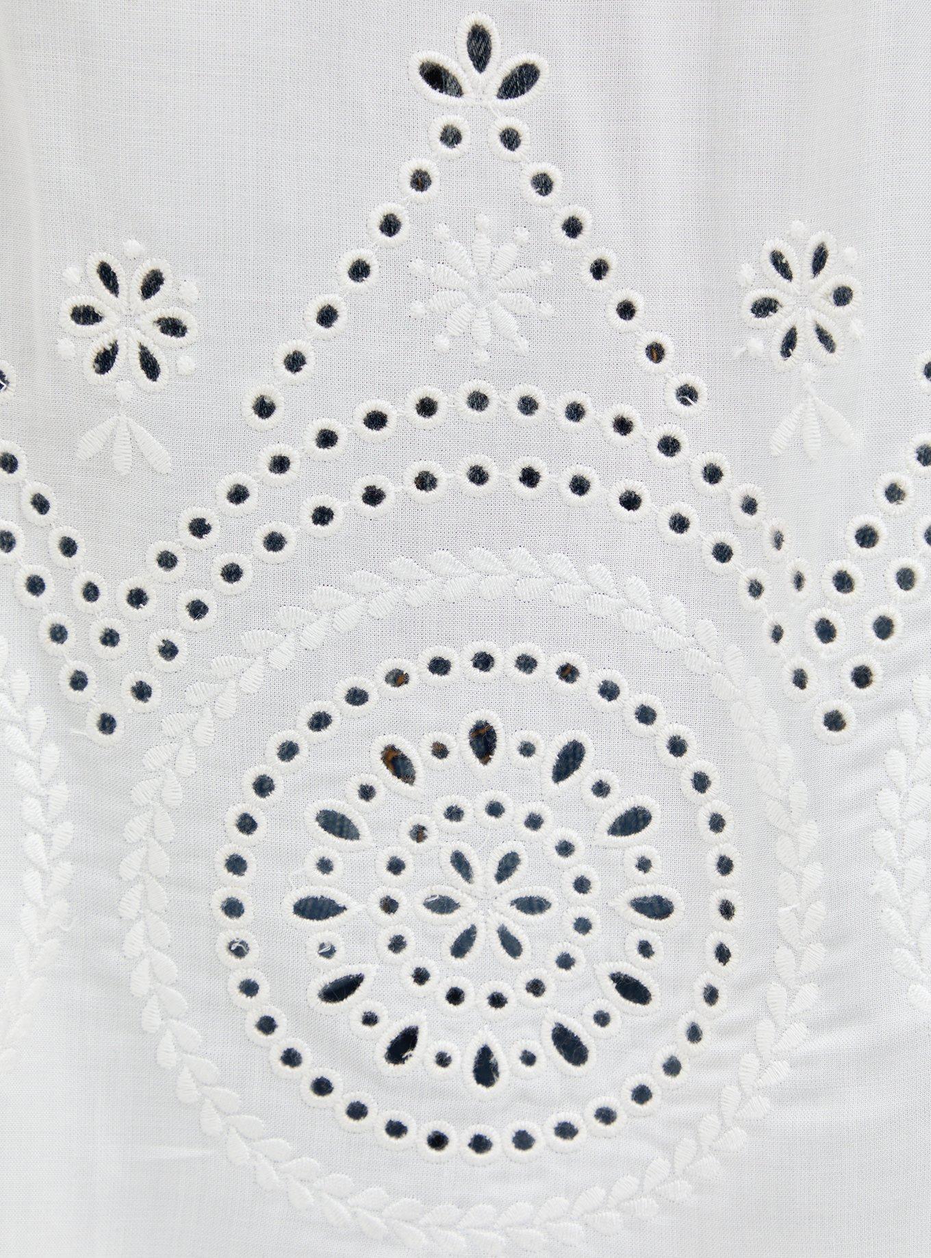 Challis Eyelet Border Cold Shoulder Top, CLOUD DANCER, alternate