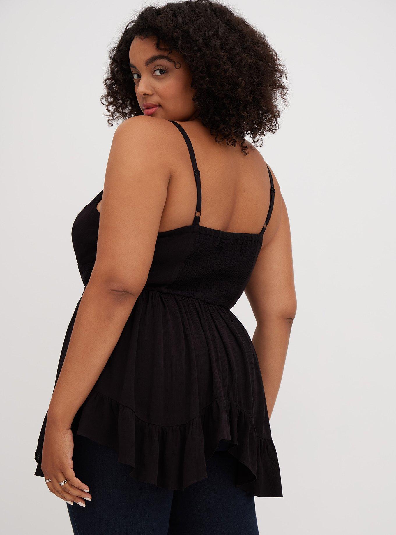 Plus Size - Babydoll Gauze With Lace Inset Cami - Torrid