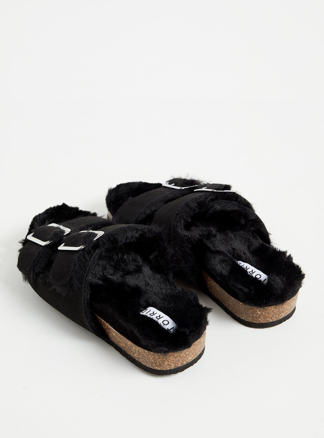Plus Size Faux Fur-Lined Double Band Slide (WW), , alternate