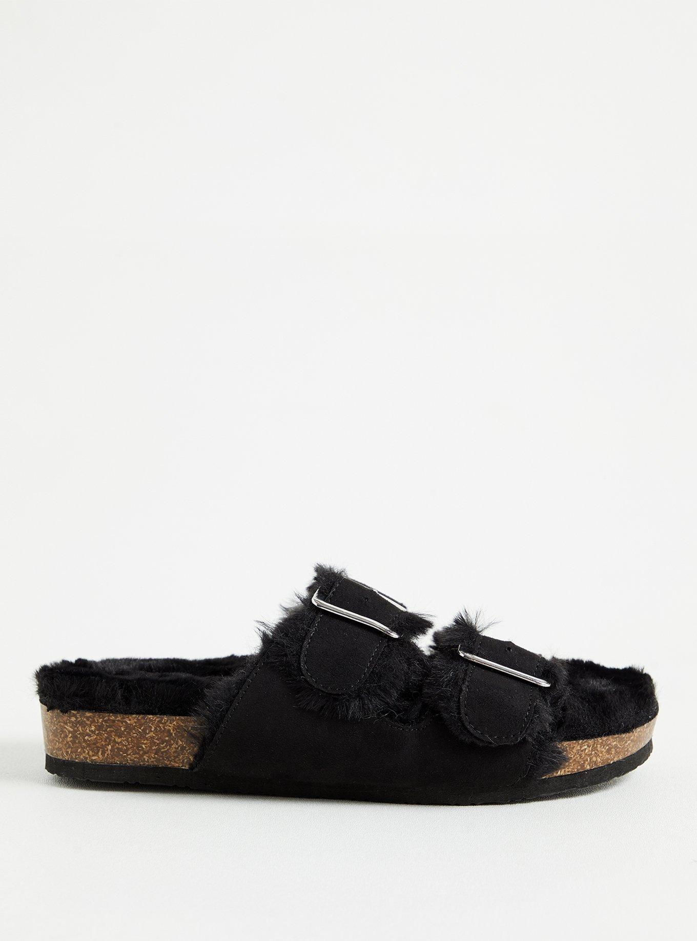 Plus Size Faux Fur-Lined Double Band Slide (WW), , alternate