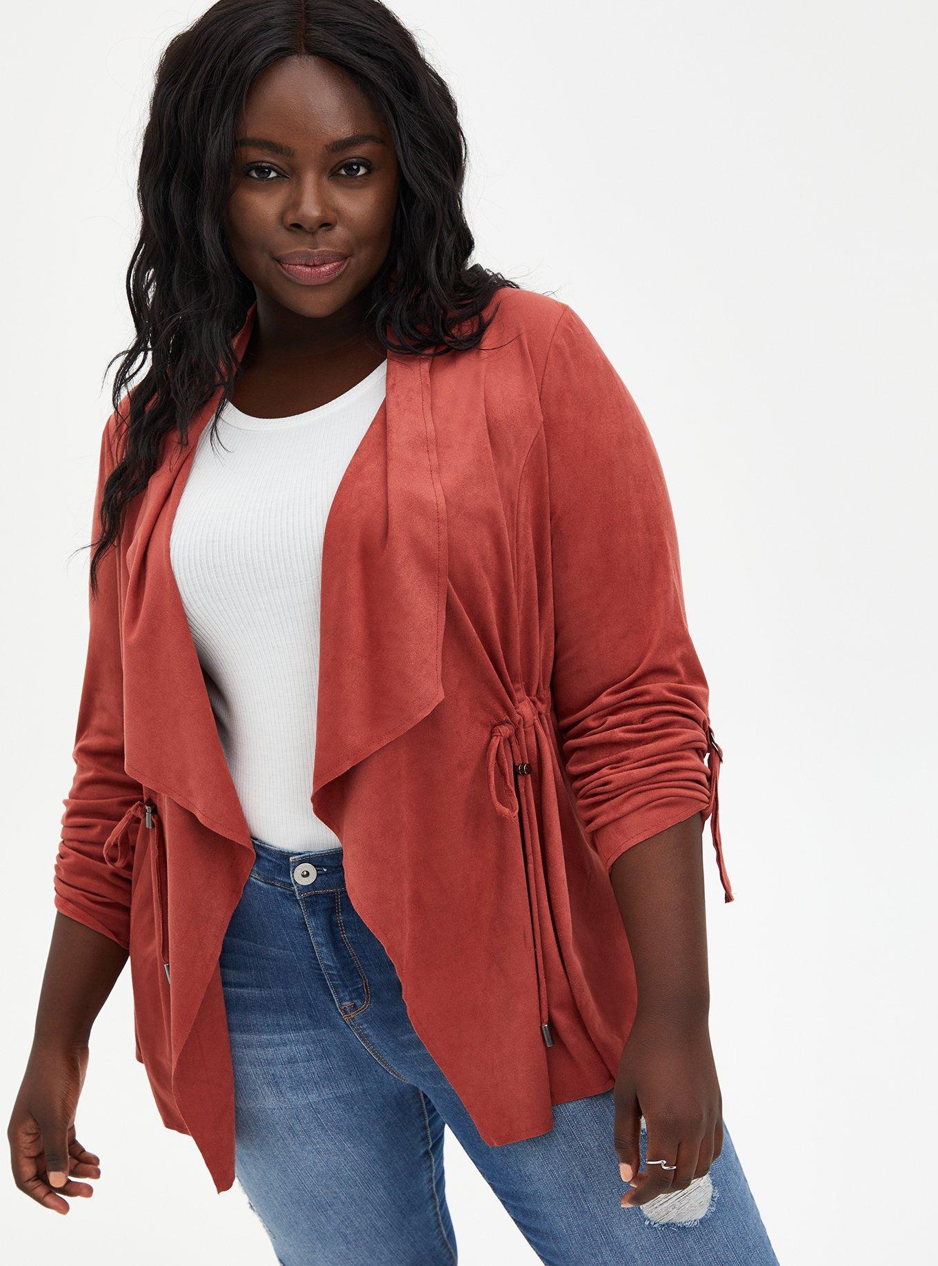 Draped faux clearance suede jacket