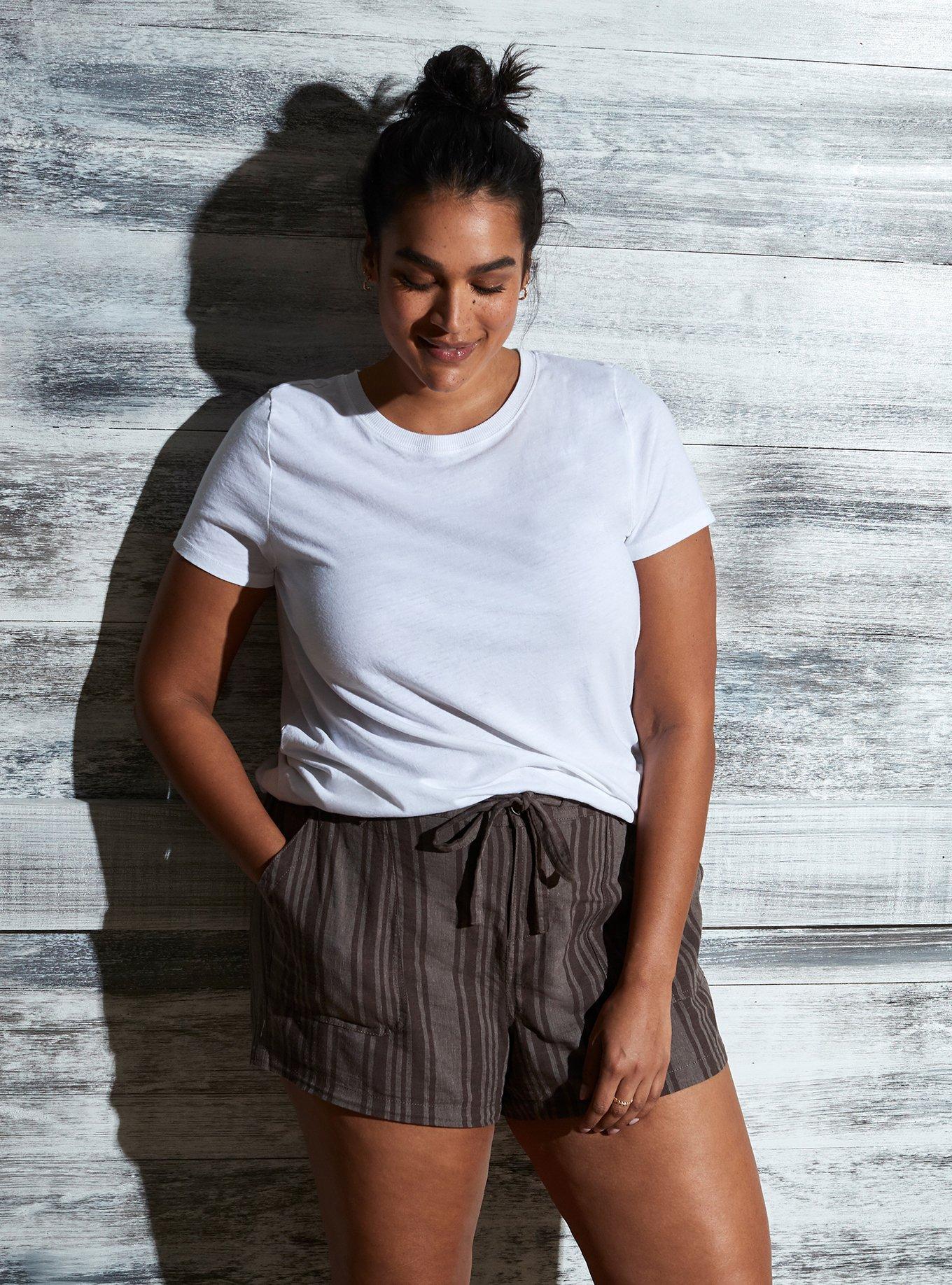 Plus size linen blend hot sale shorts