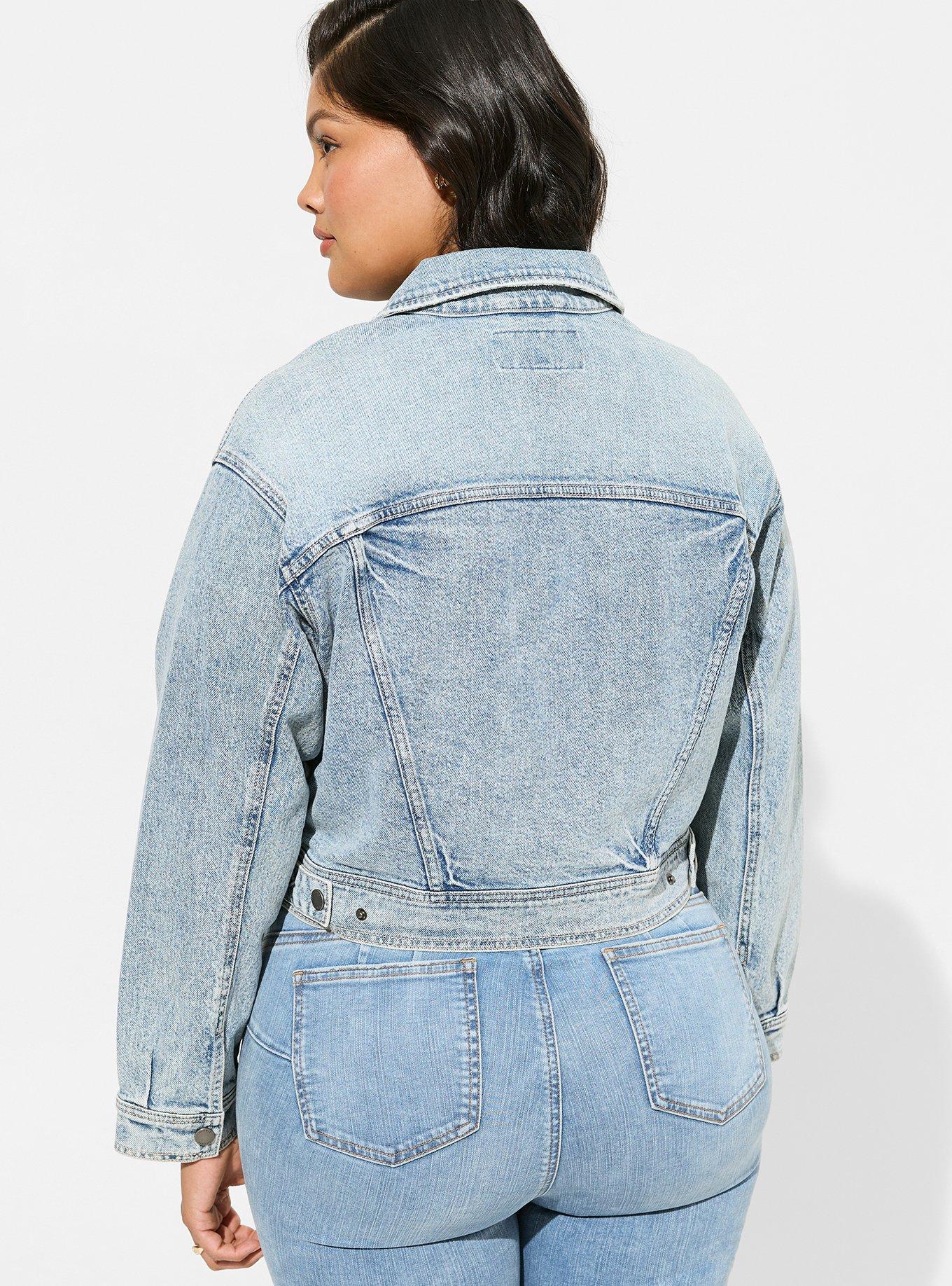 Plus Size - 80's Denim Trucker Jacket - Acid Wash Crop - Torrid