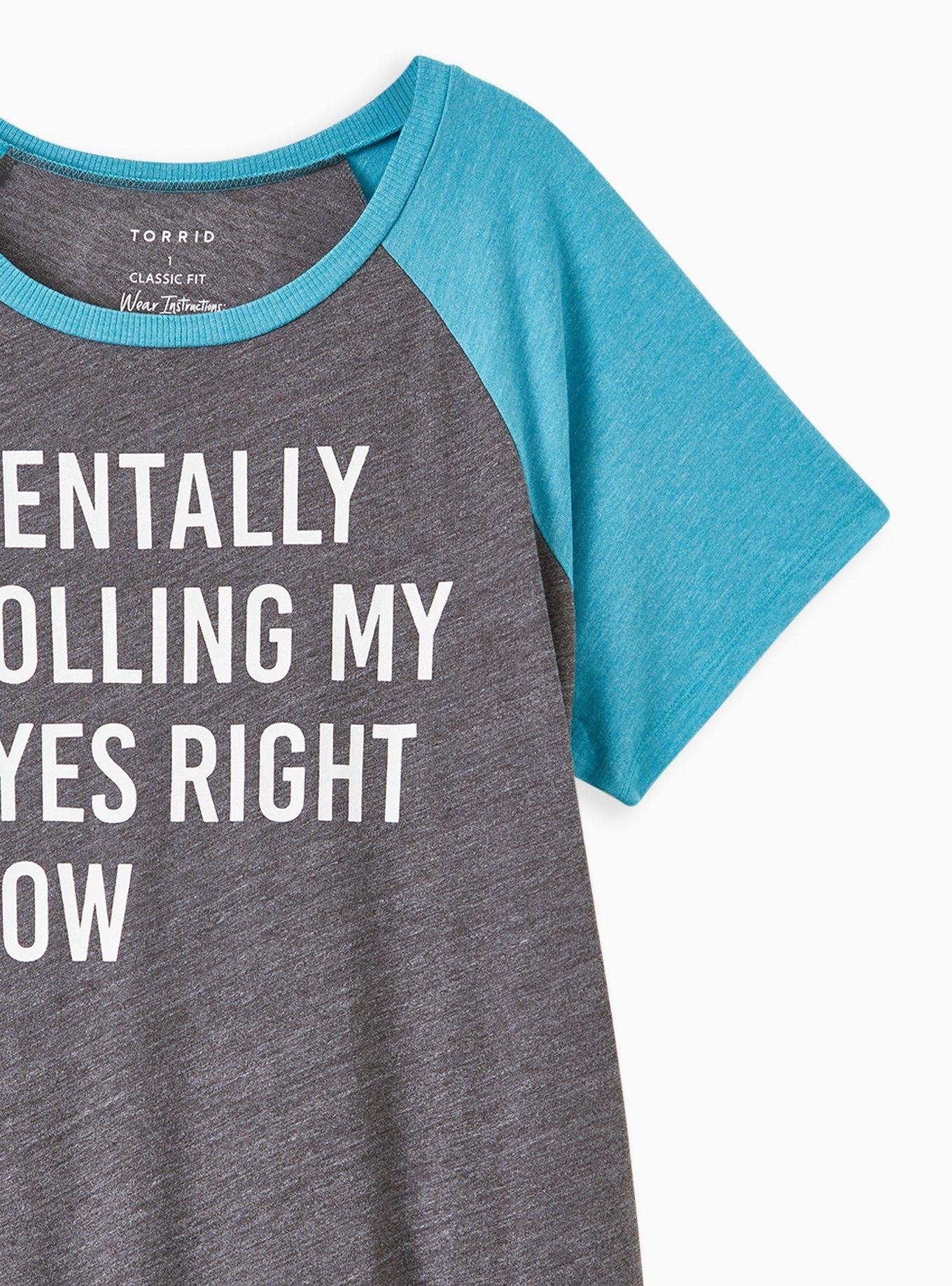 Plus Size Classic Fit Raglan Tee - Triblend Mentally Rolling Eyes Charcoal Grey, CHARCOAL, alternate