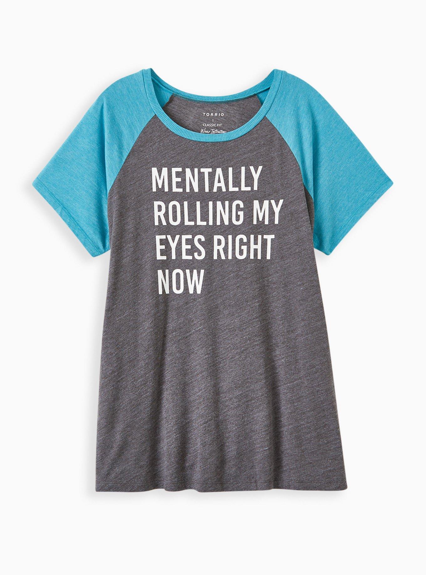 Plus Size Classic Fit Raglan Tee - Triblend Mentally Rolling Eyes Charcoal Grey, CHARCOAL, hi-res
