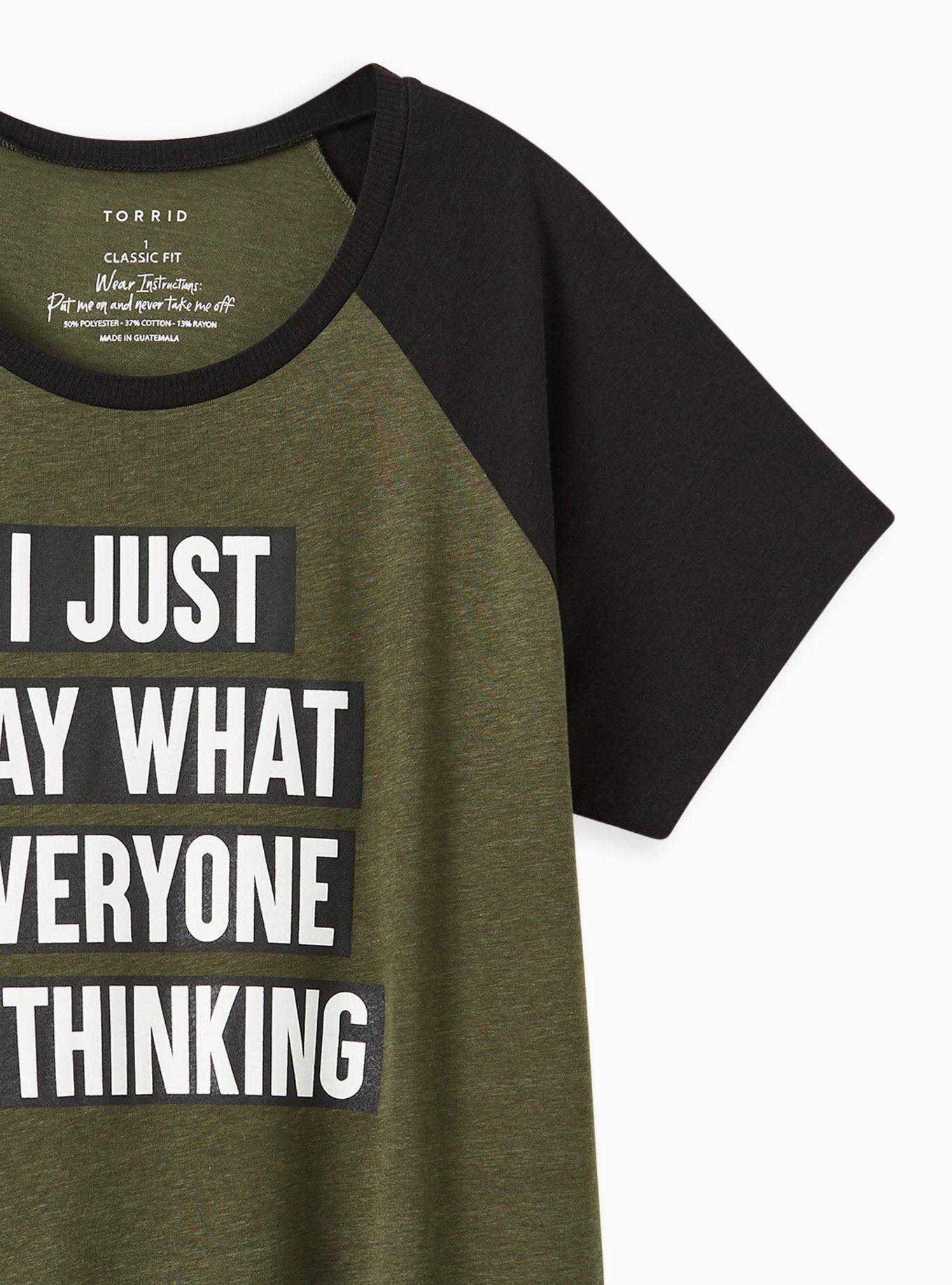 Plus Size Classic Fit Raglan Tee - Triblend Thinking Olive Green, DEEP DEPTHS, alternate