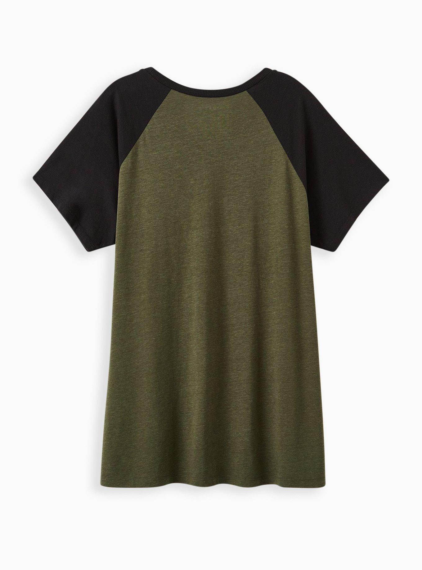 Plus Size Classic Fit Raglan Tee - Triblend Thinking Olive Green, DEEP DEPTHS, alternate